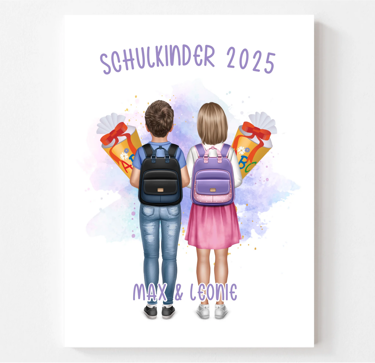 Schulkind Poster 1-2 Kinder für Jungen & Mädchen
