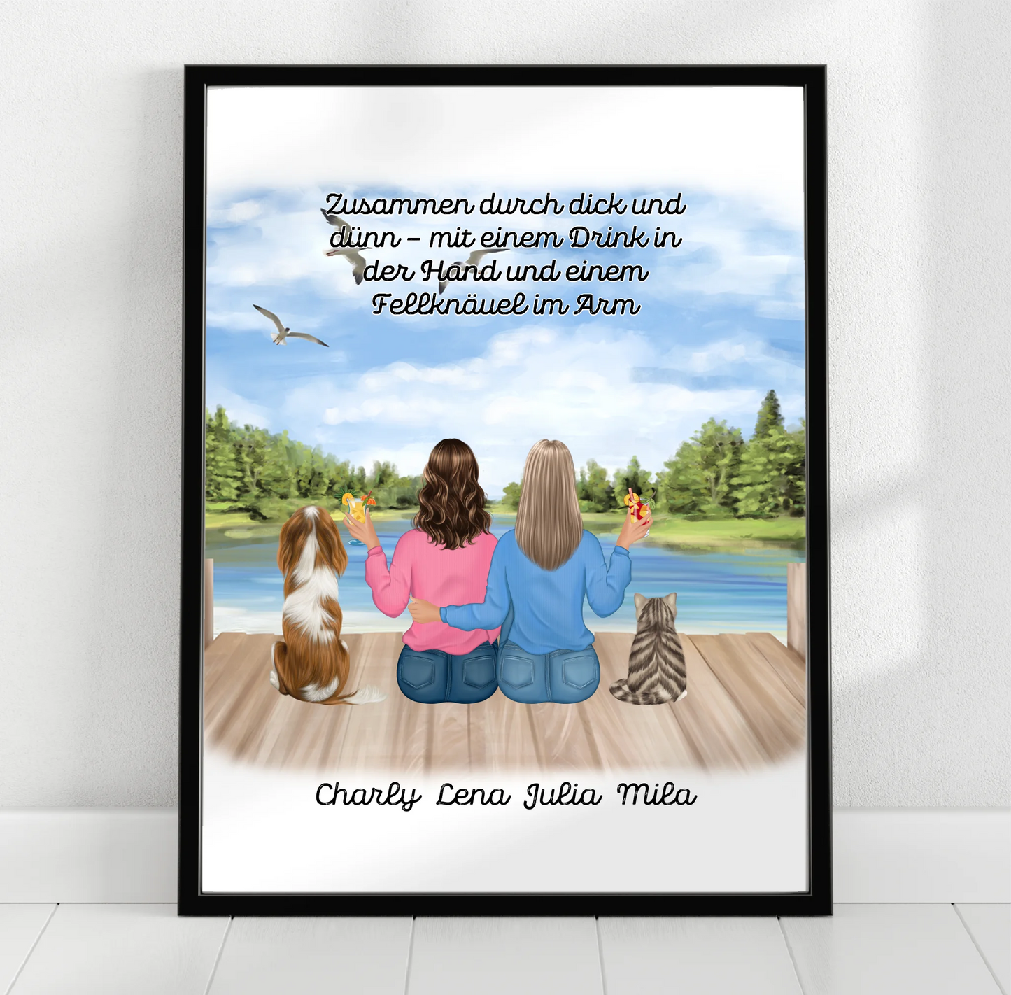 Freundinnen mit Haustier Poster