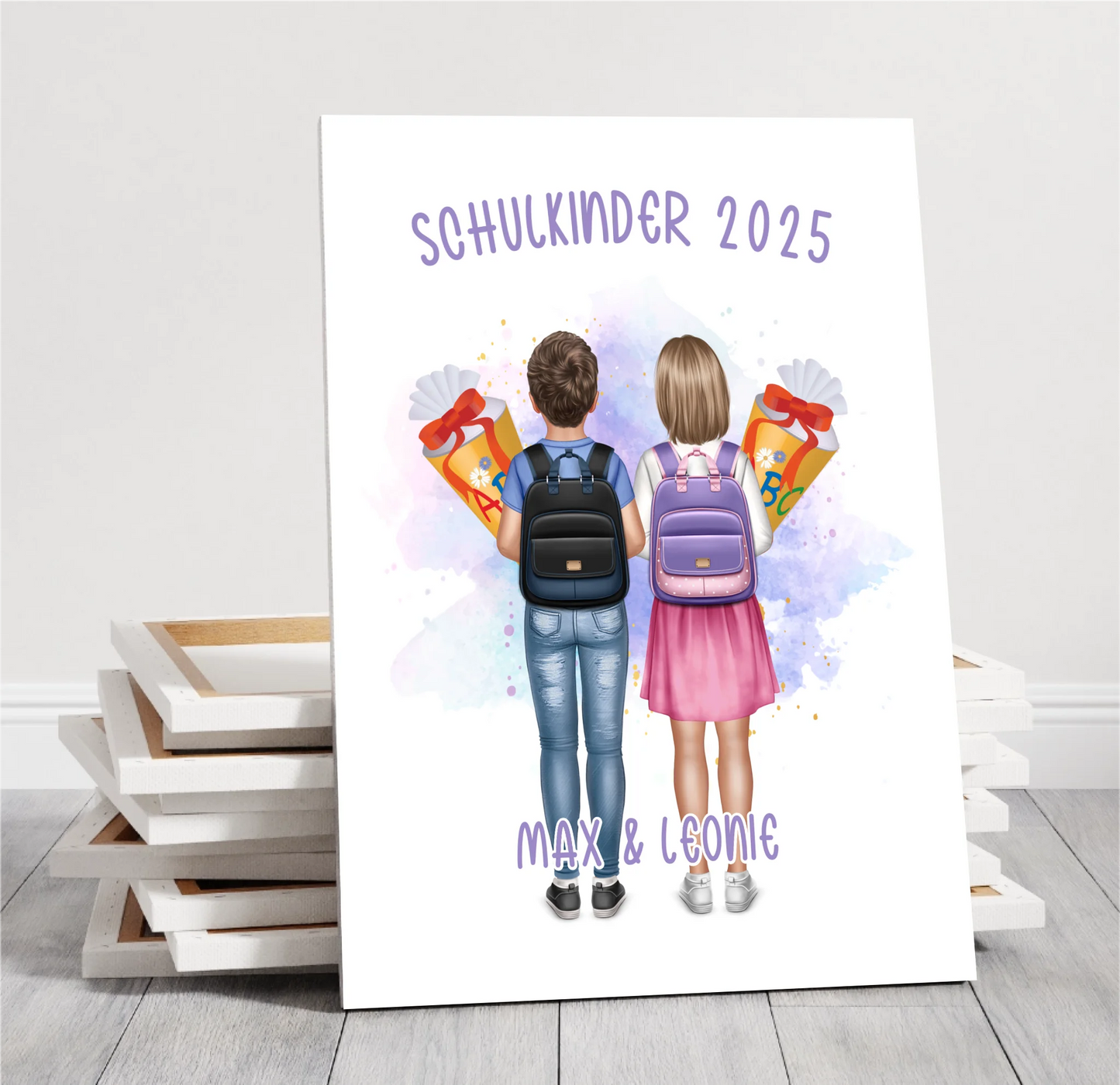 Schulkind Poster 1-2 Kinder für Jungen & Mädchen