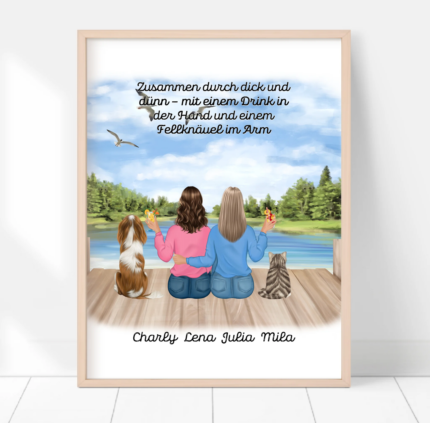 Freundinnen mit Haustier Poster