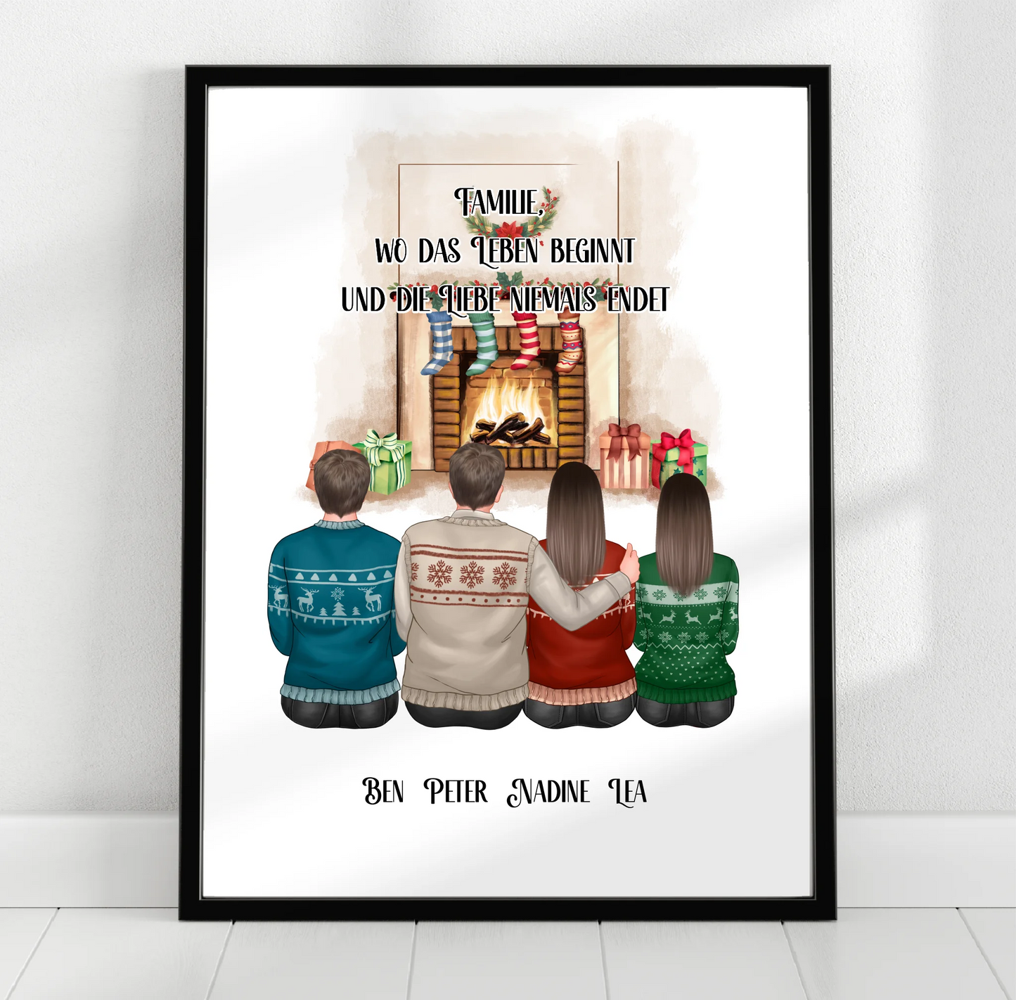 Winter familie 2-4 Personen verschiedene Varianten Poster