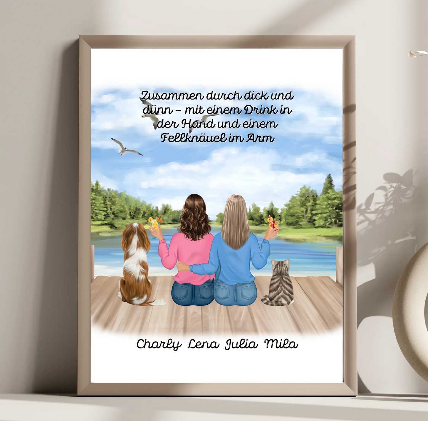 Freundinnen mit Haustier Poster
