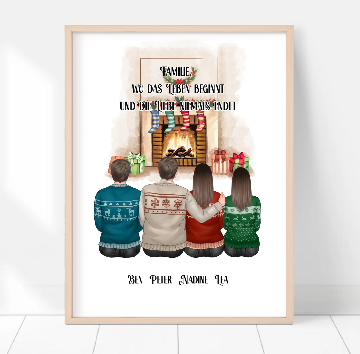 Winter familie 2-4 Personen verschiedene Varianten Poster
