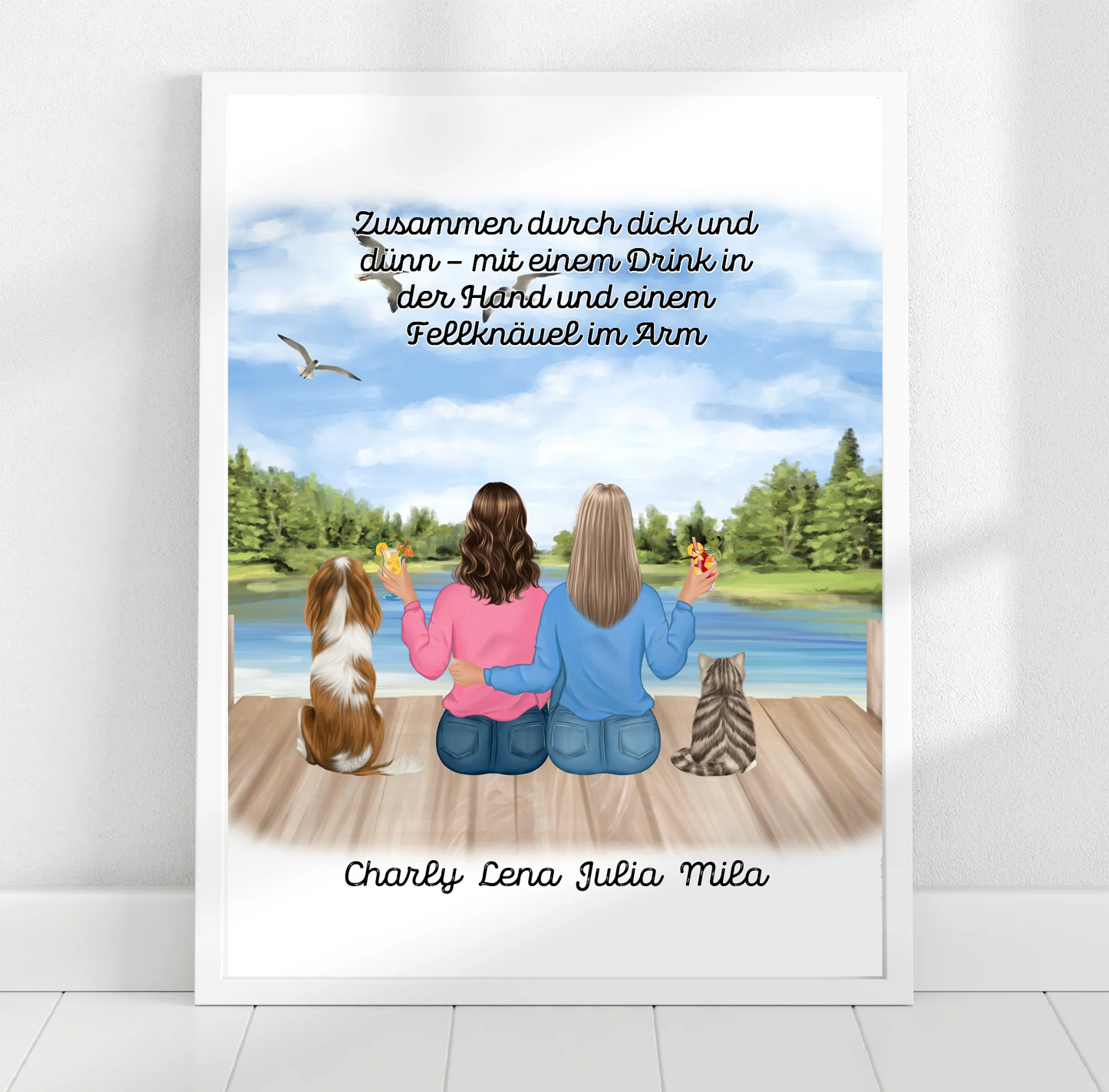 Freundinnen mit Haustier Poster
