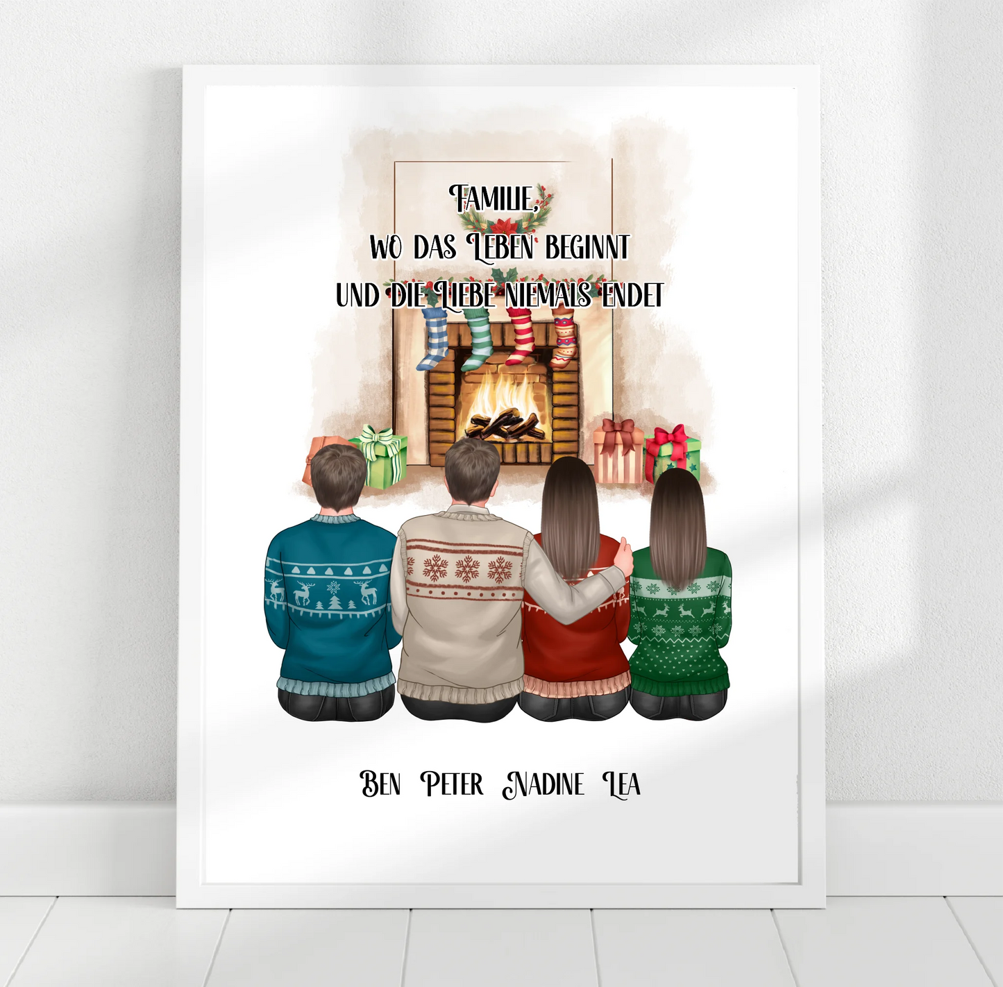 Winter familie 2-4 Personen verschiedene Varianten Poster