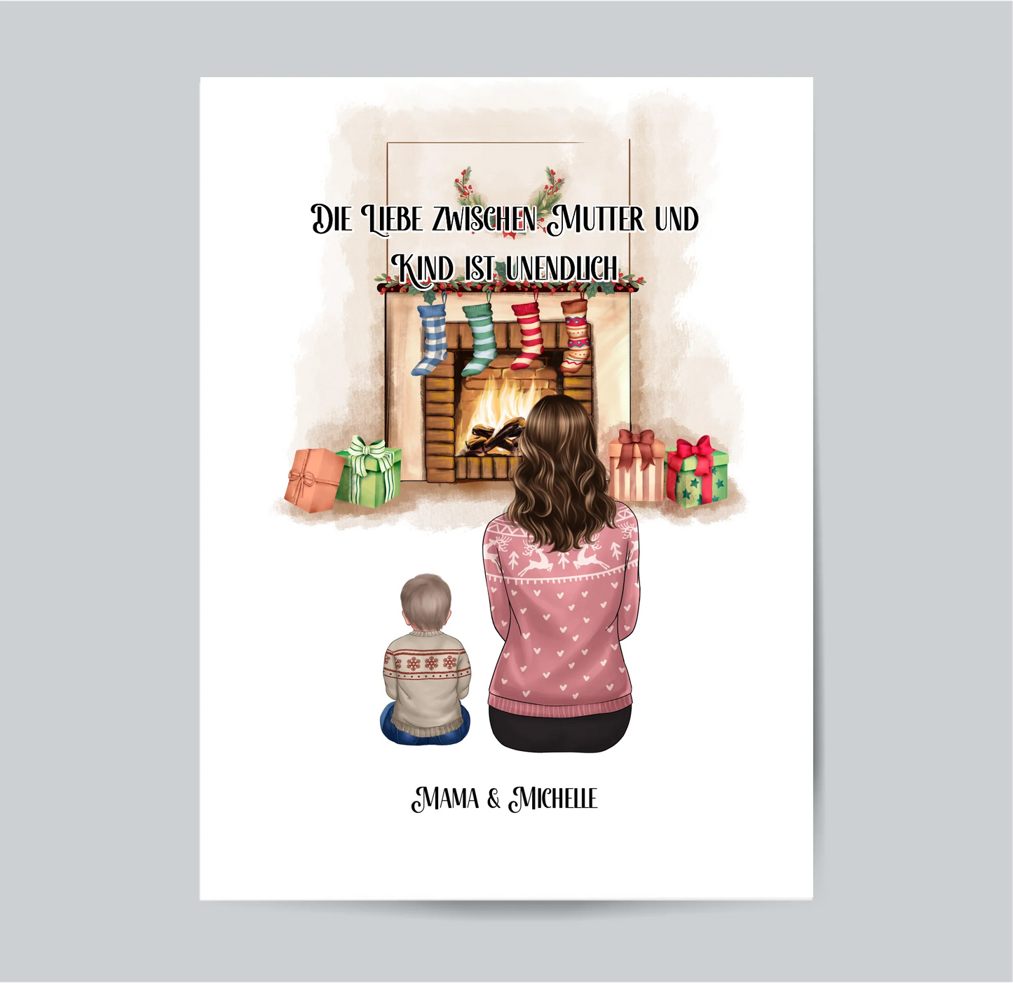 Mama & 1-3 Kinder Winter Poster