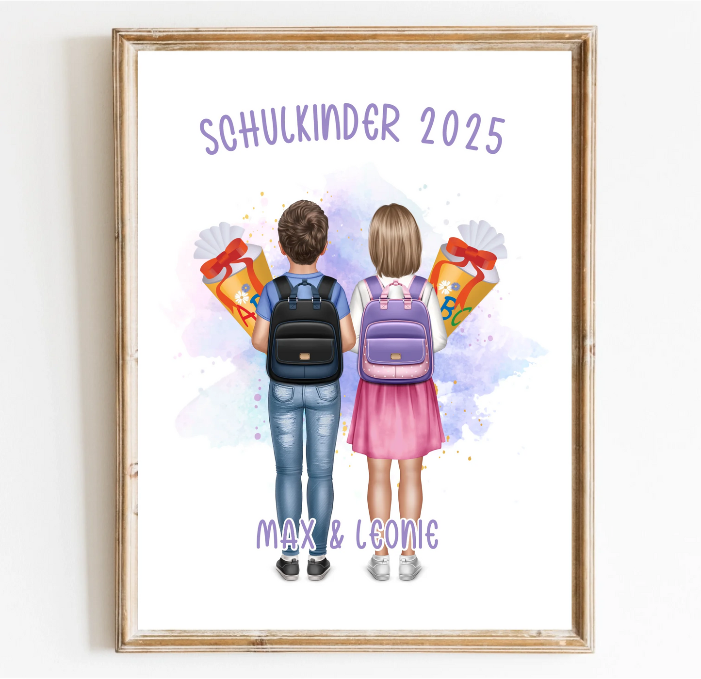 Schulkind Poster 1-2 Kinder für Jungen & Mädchen