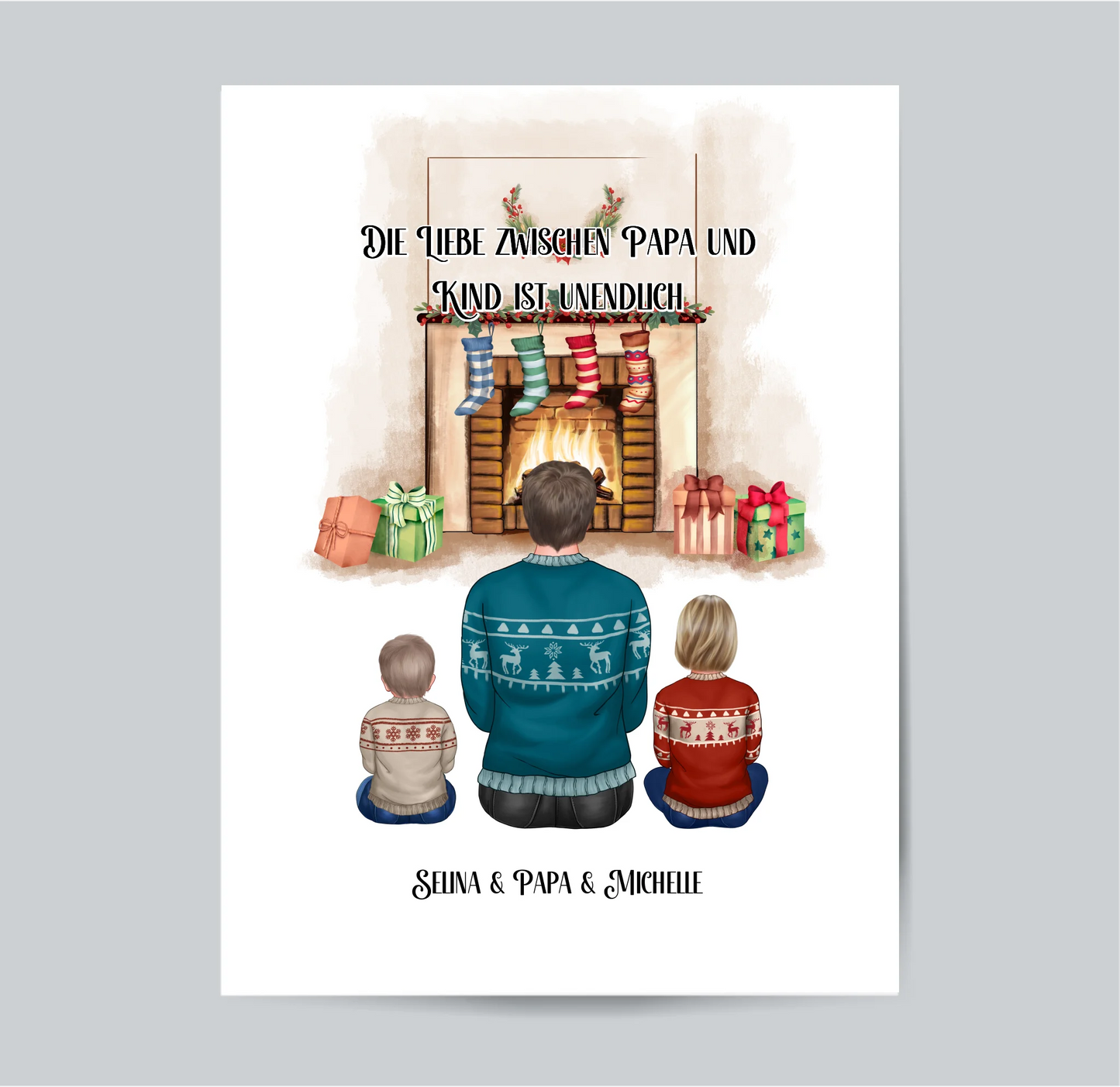 Papa & 1-3 Kinder Winter Poster
