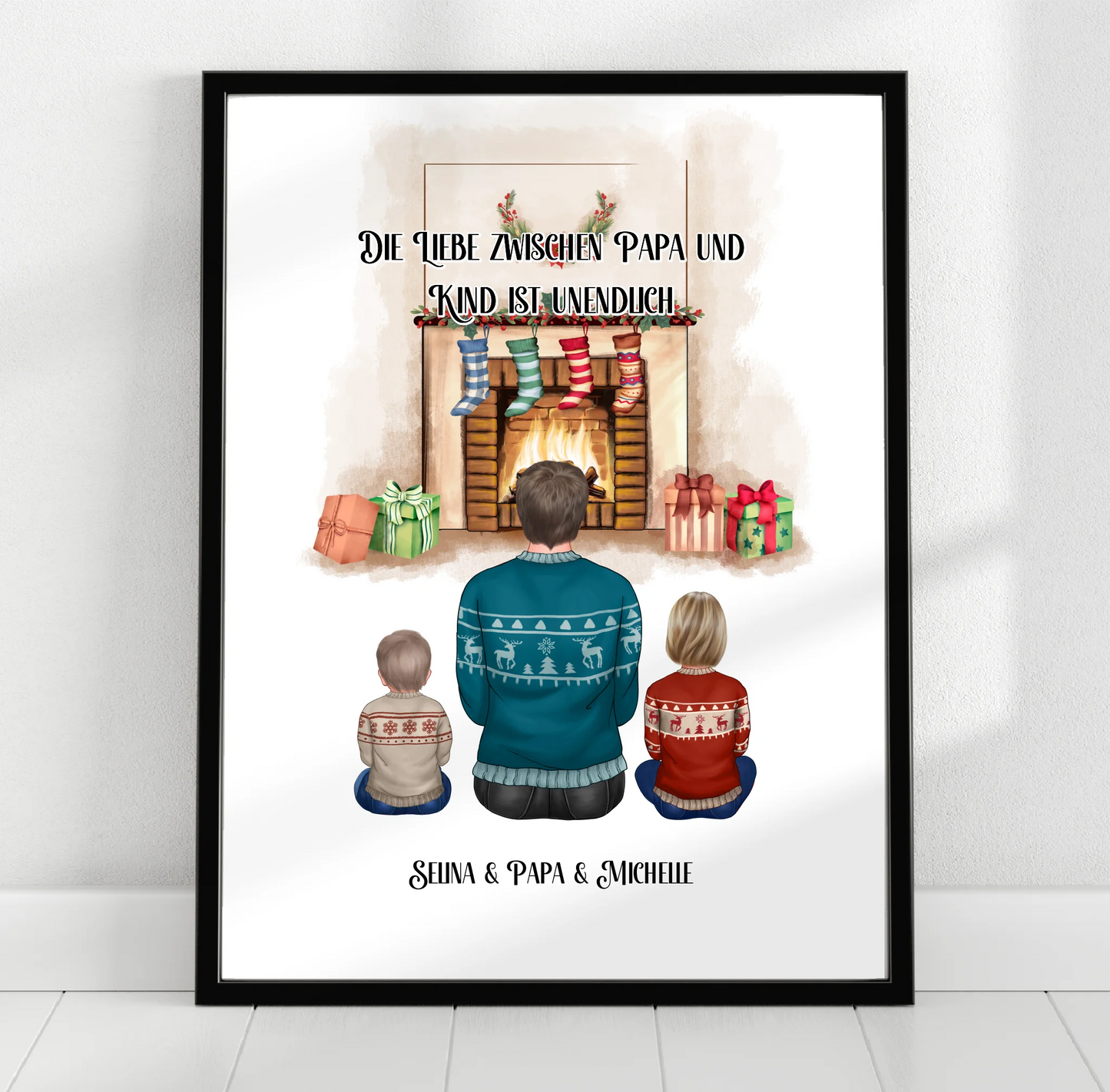 Papa & 1-3 Kinder Winter Poster