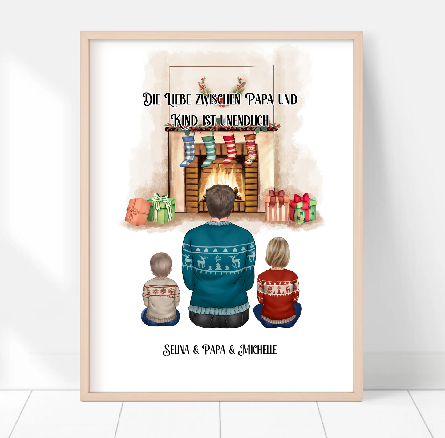 Papa & 1-3 Kinder Winter Poster