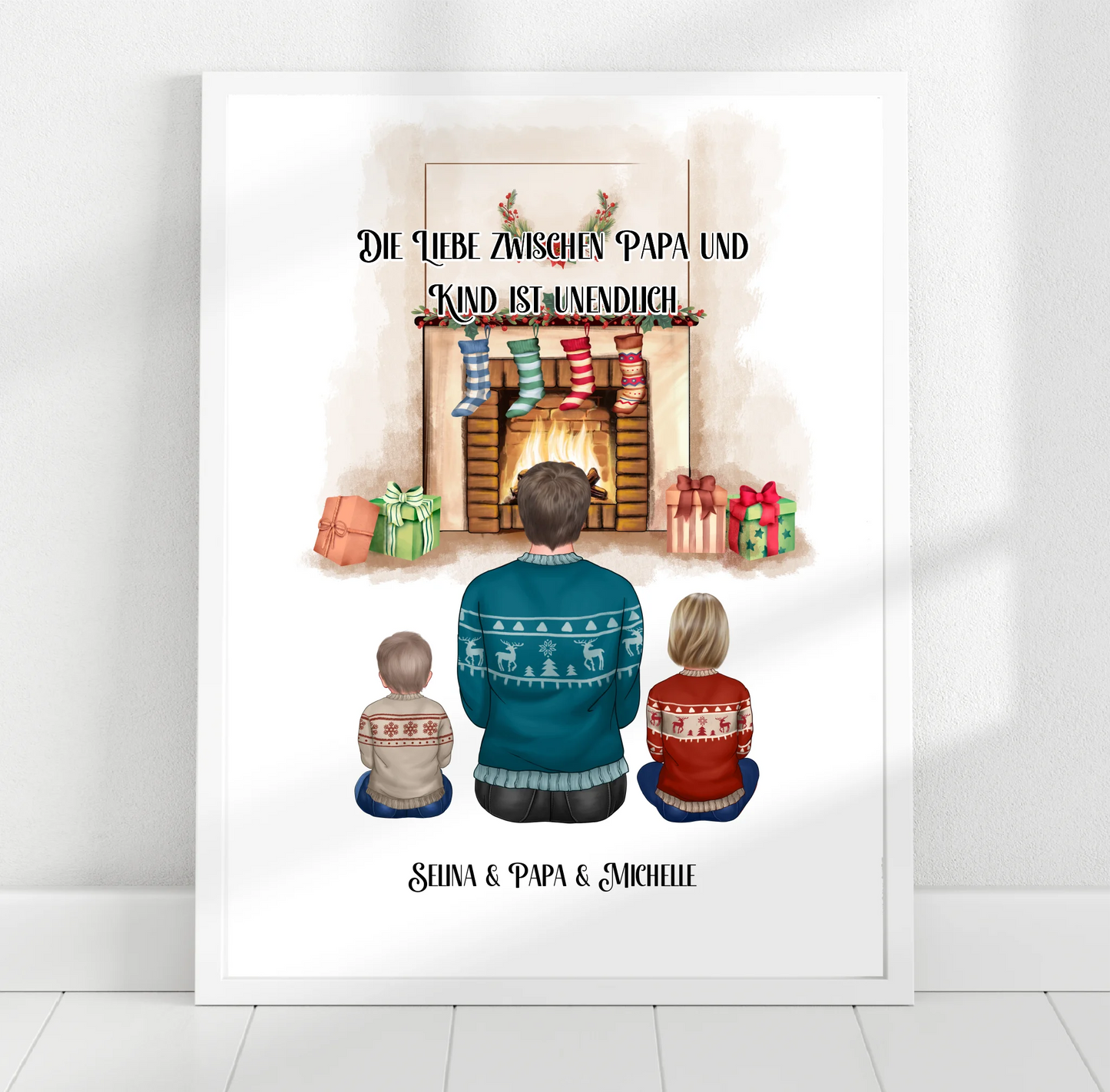 Papa & 1-3 Kinder Winter Poster