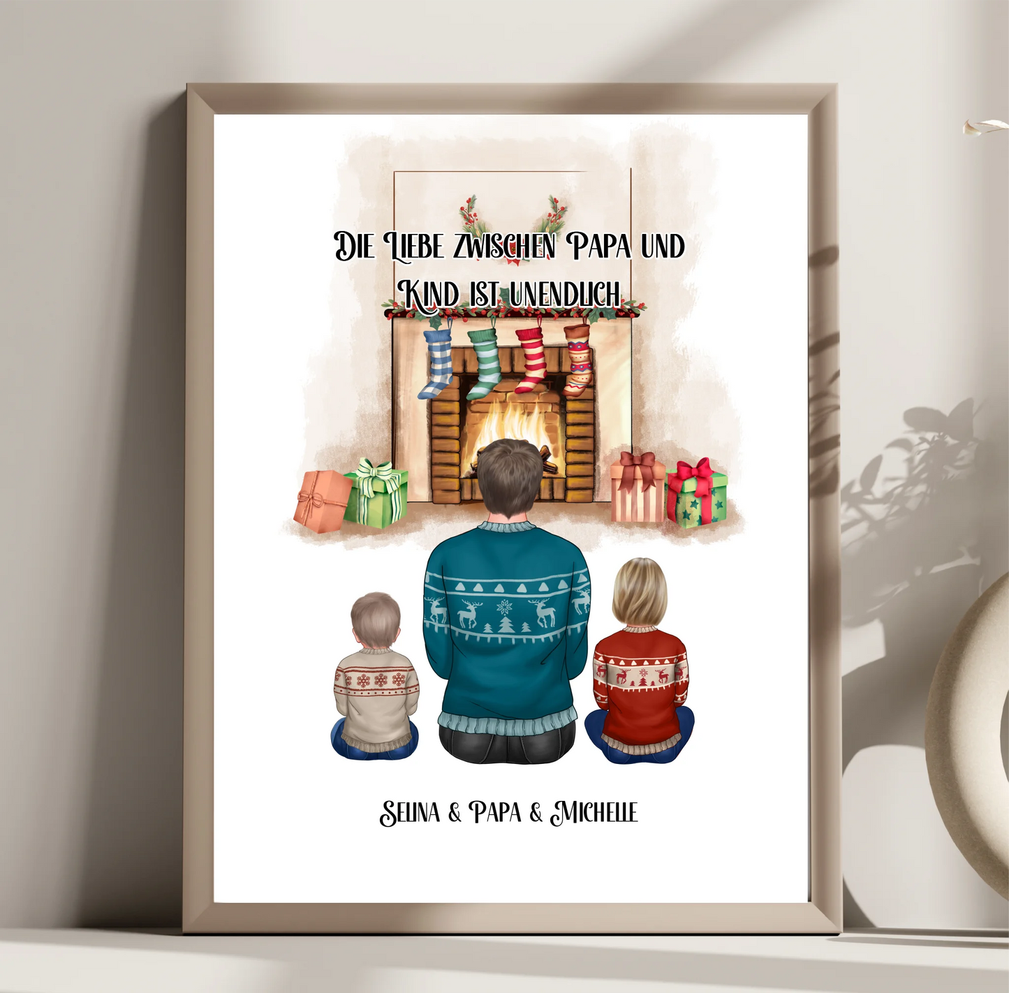 Papa & 1-3 Kinder Winter Poster