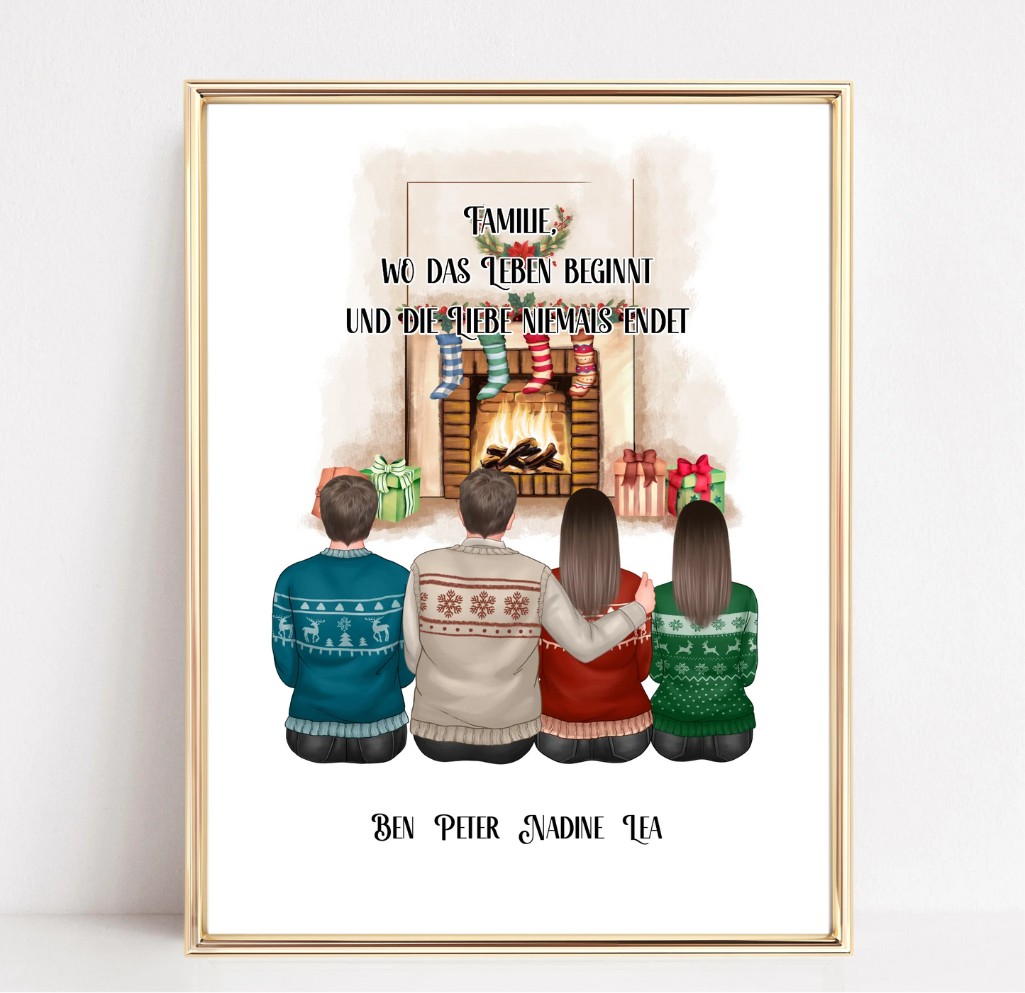 Winter familie 2-4 Personen verschiedene Varianten Poster