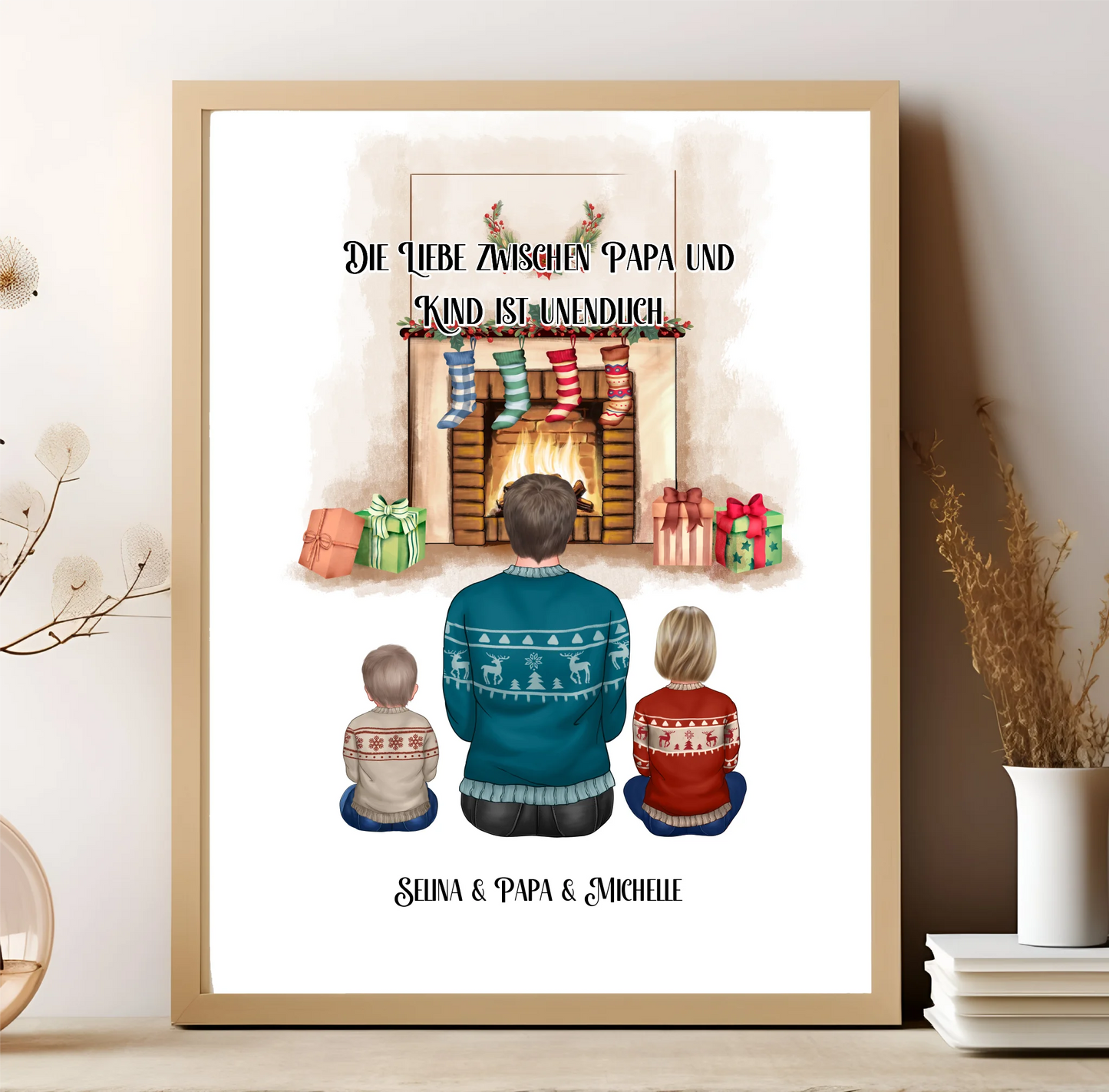 Papa & 1-3 Kinder Winter Poster