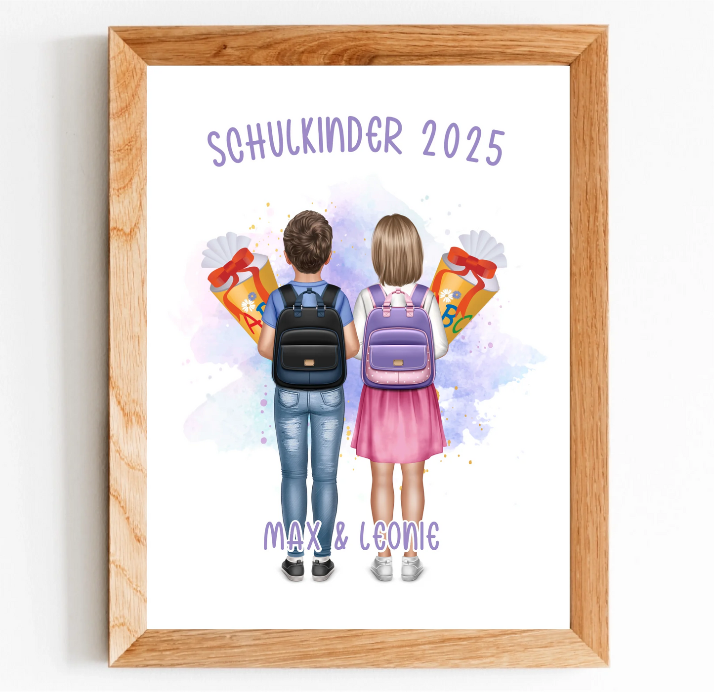 Schulkind Poster 1-2 Kinder für Jungen & Mädchen