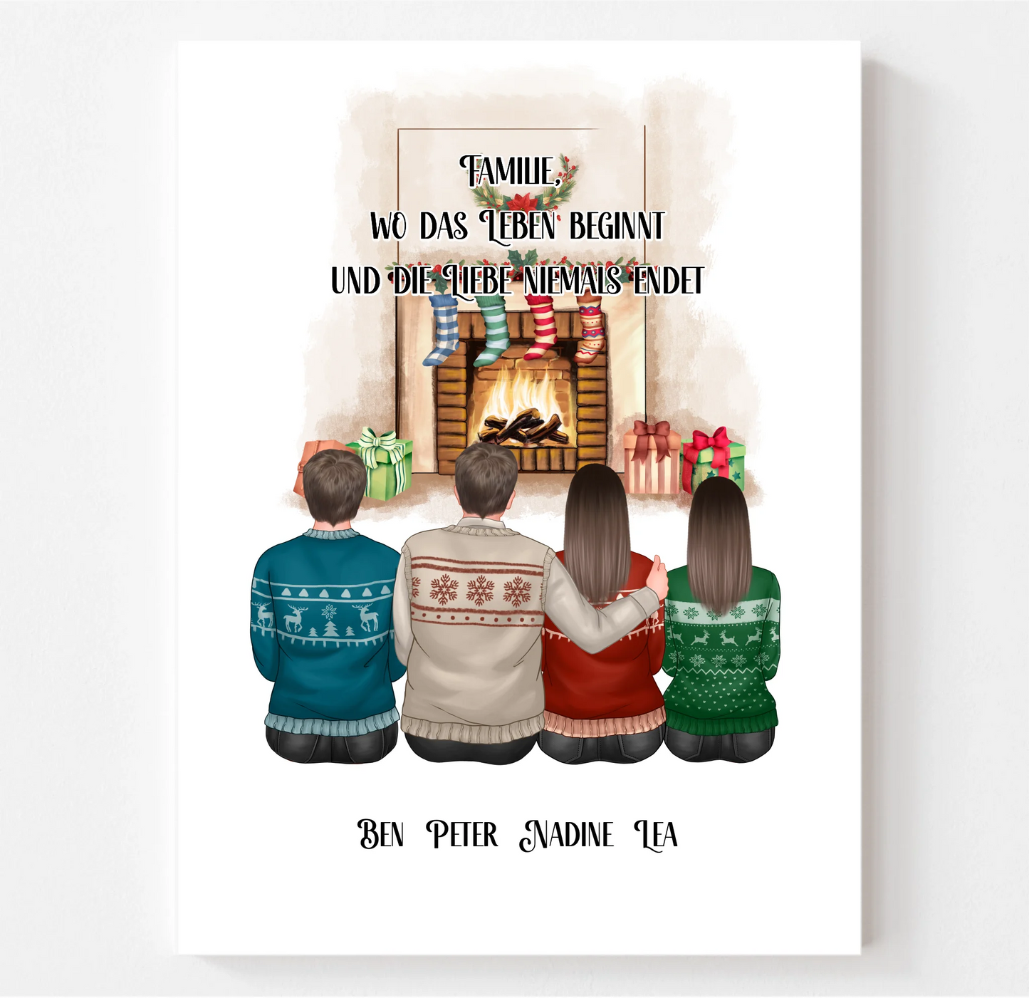 Winter familie 2-4 Personen verschiedene Varianten Poster
