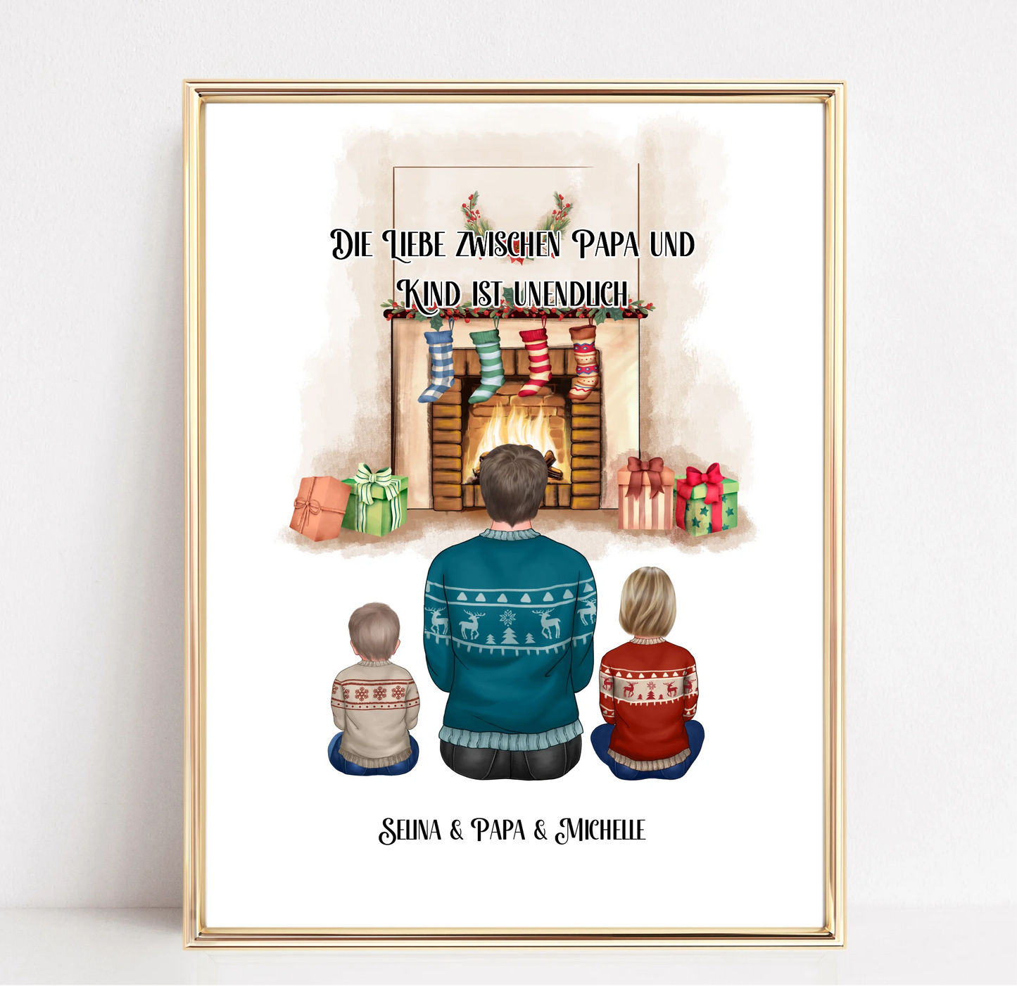 Papa & 1-3 Kinder Winter Poster