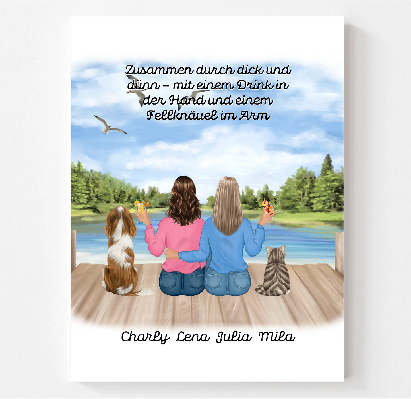 Freundinnen mit Haustier Poster