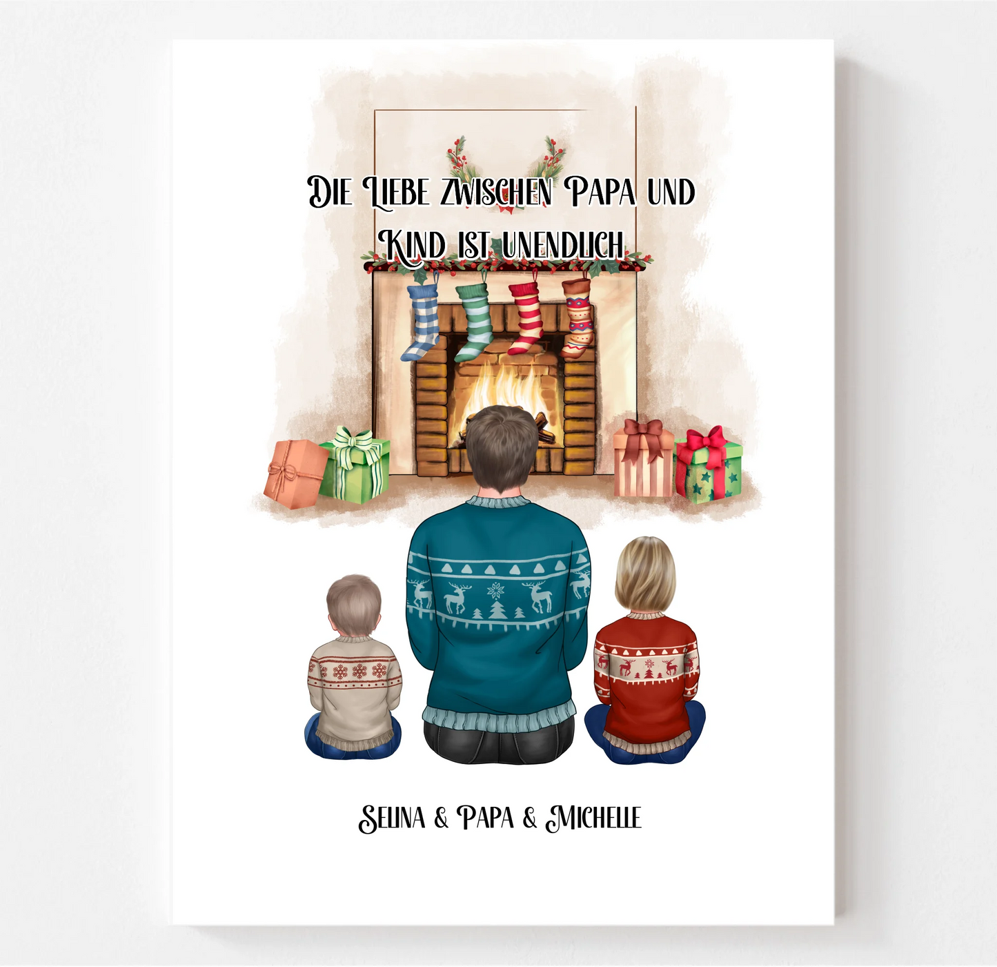 Papa & 1-3 Kinder Winter Poster
