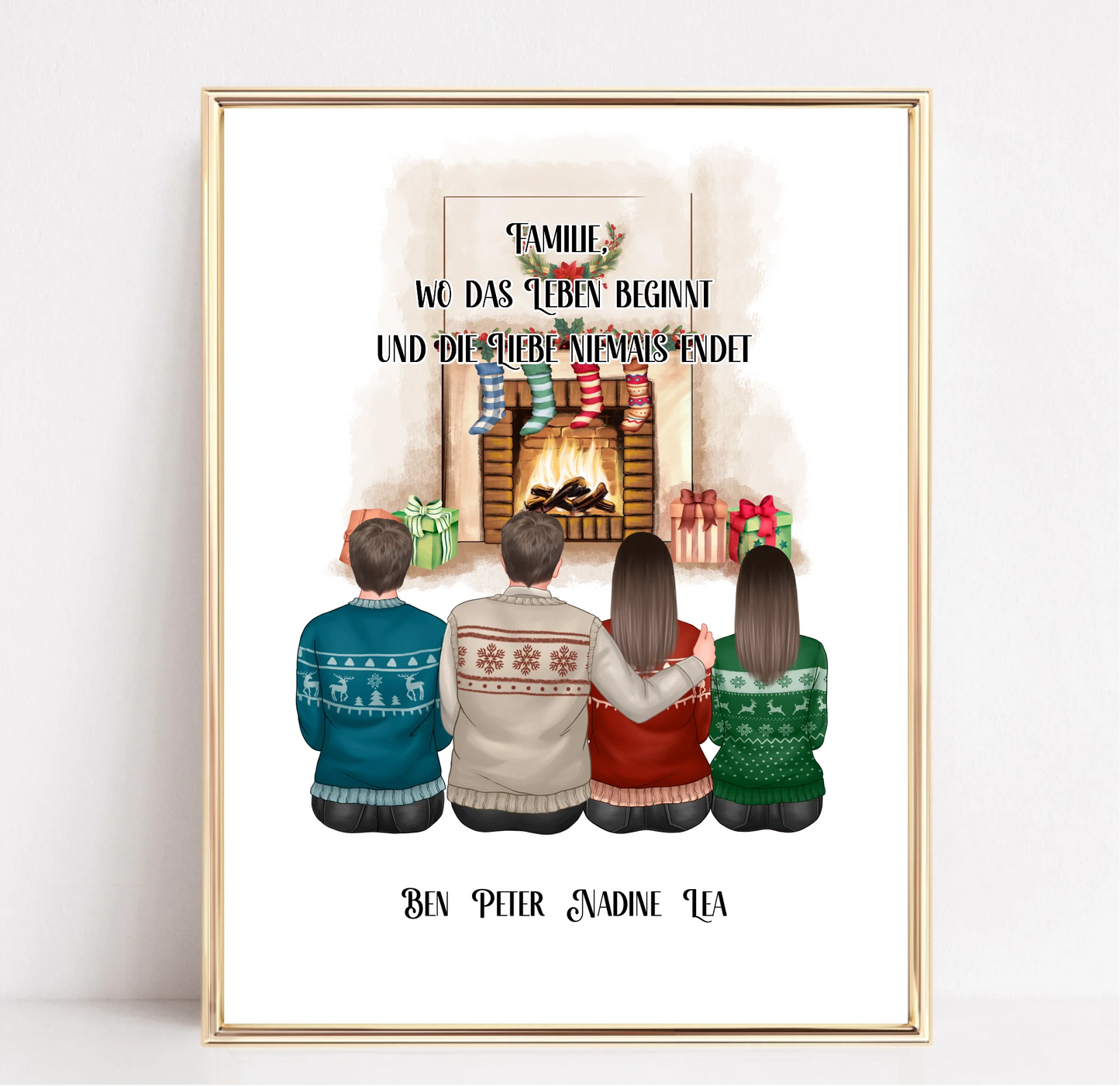 Winter familie 2-4 Personen verschiedene Varianten Poster