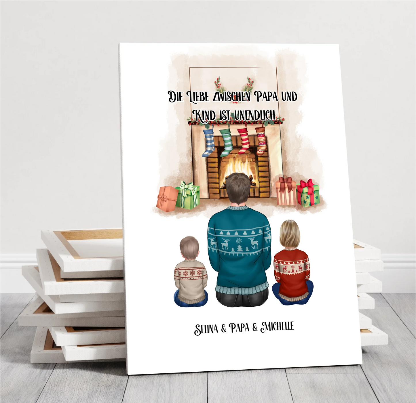 Papa & 1-3 Kinder Winter Poster