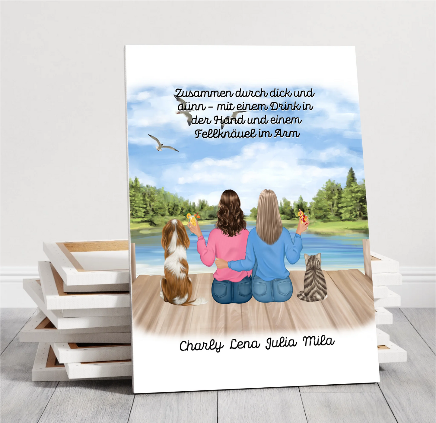 Freundinnen mit Haustier Poster