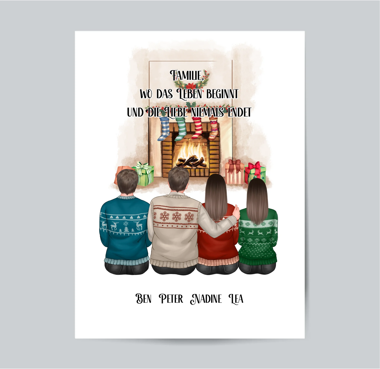 Winter familie 2-4 Personen verschiedene Varianten Poster