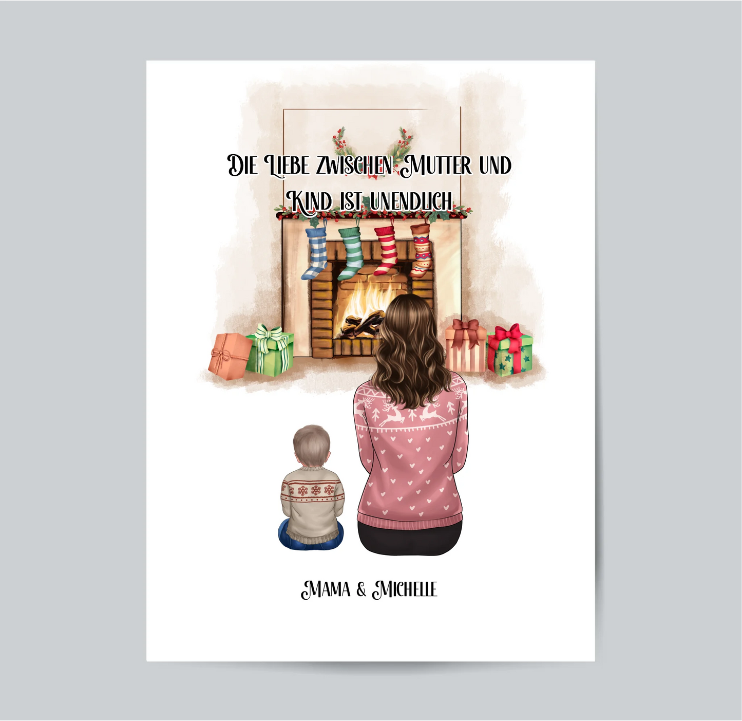 Mama & 1-3 Kinder Winter Poster