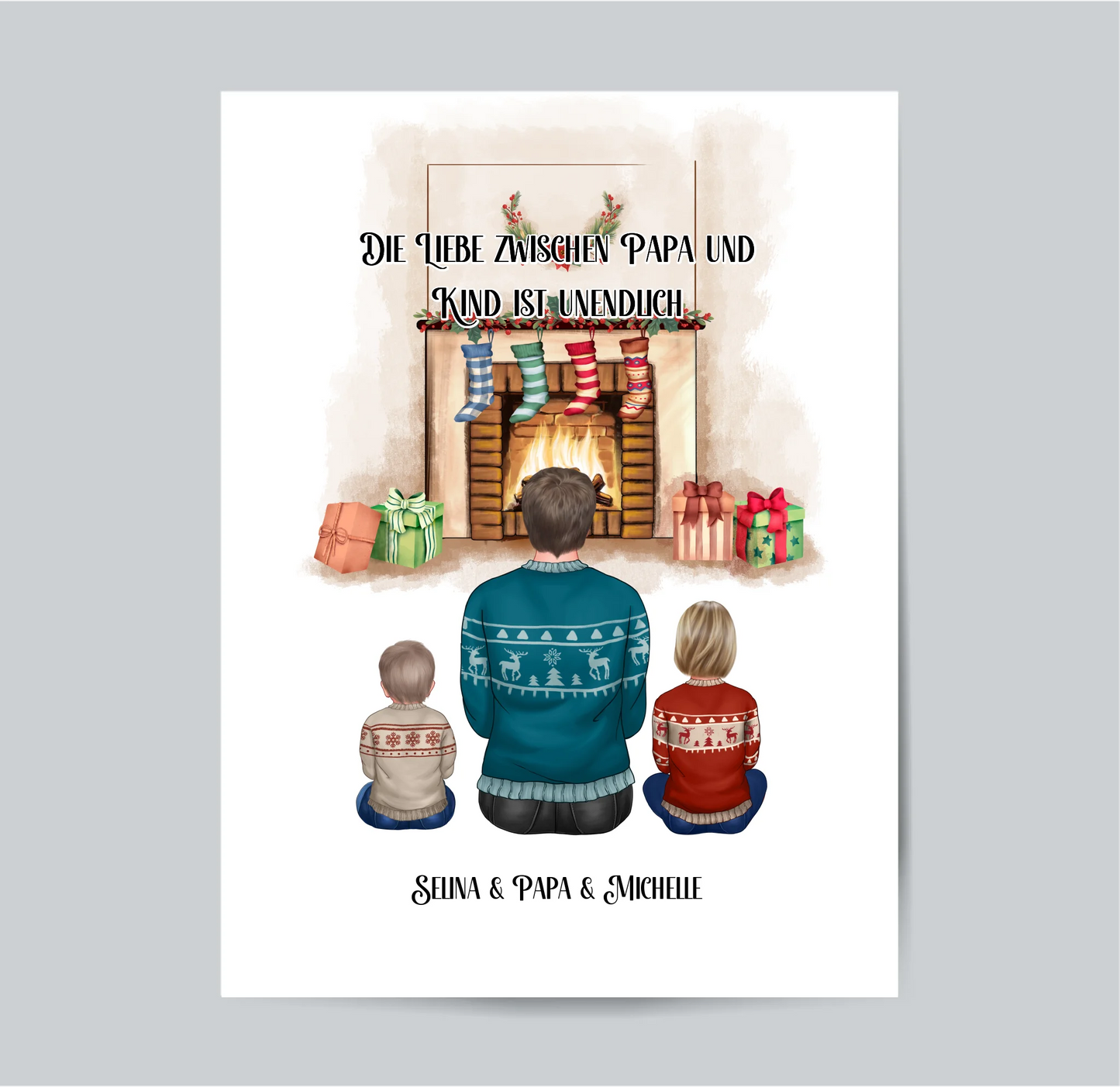 Papa & 1-3 Kinder Winter Poster