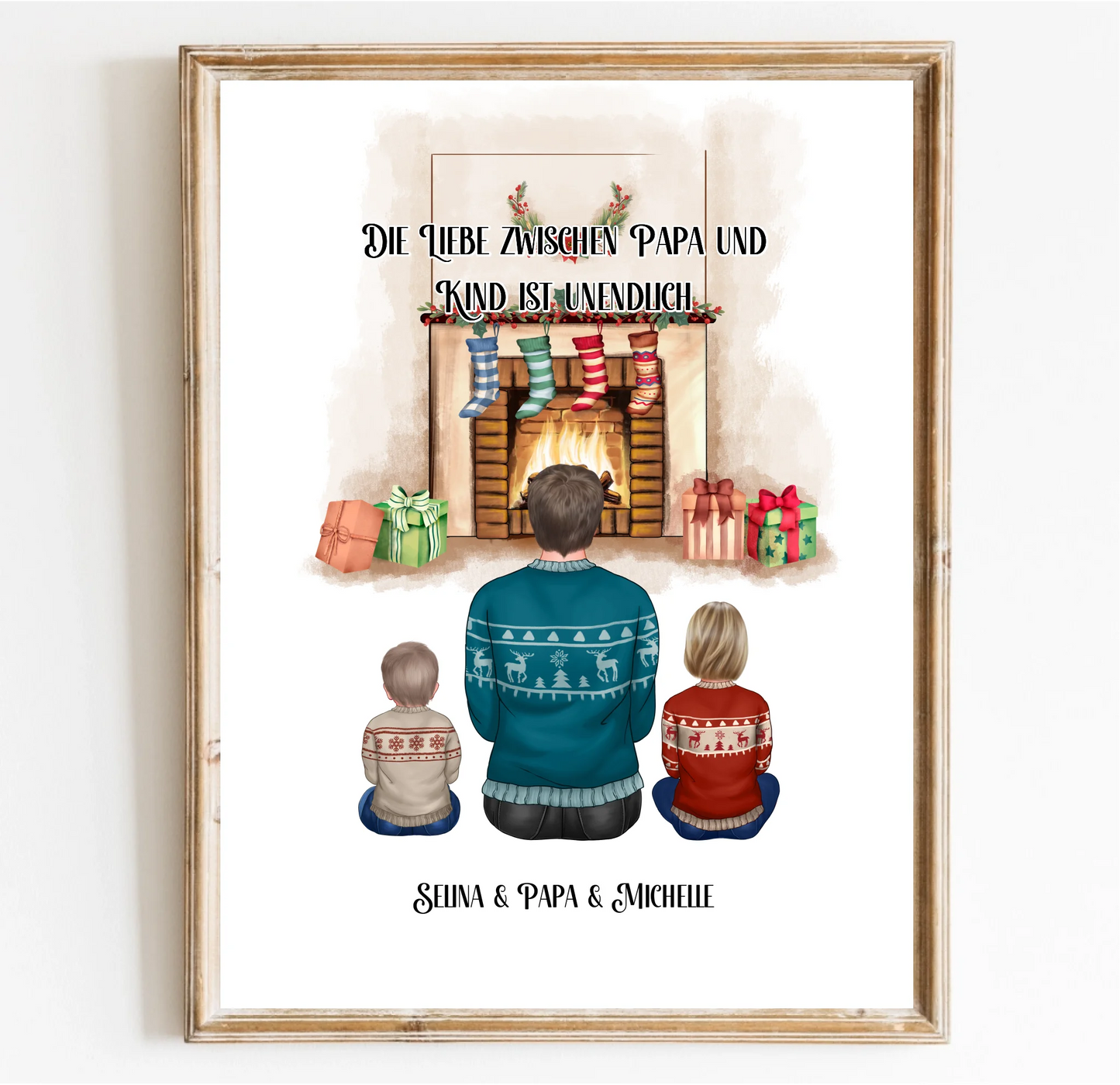 Papa & 1-3 Kinder Winter Poster