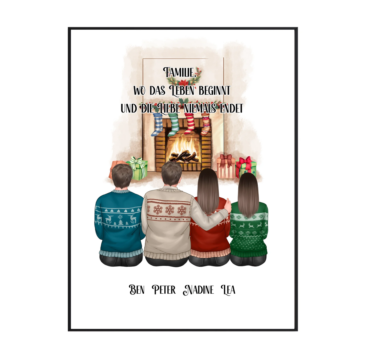 Winter familie 2-4 Personen verschiedene Varianten Poster