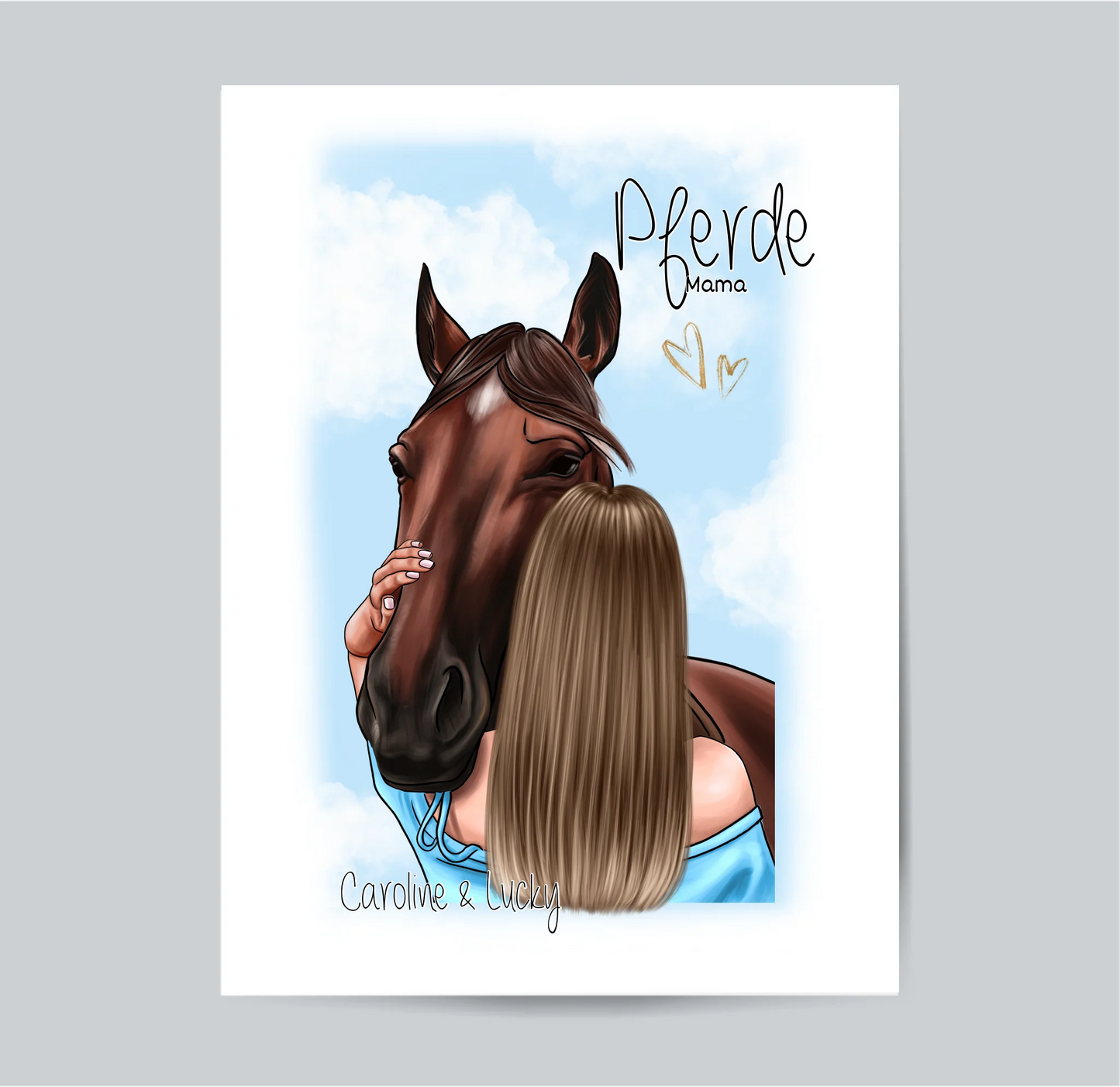 Frau mit Pferd Poster