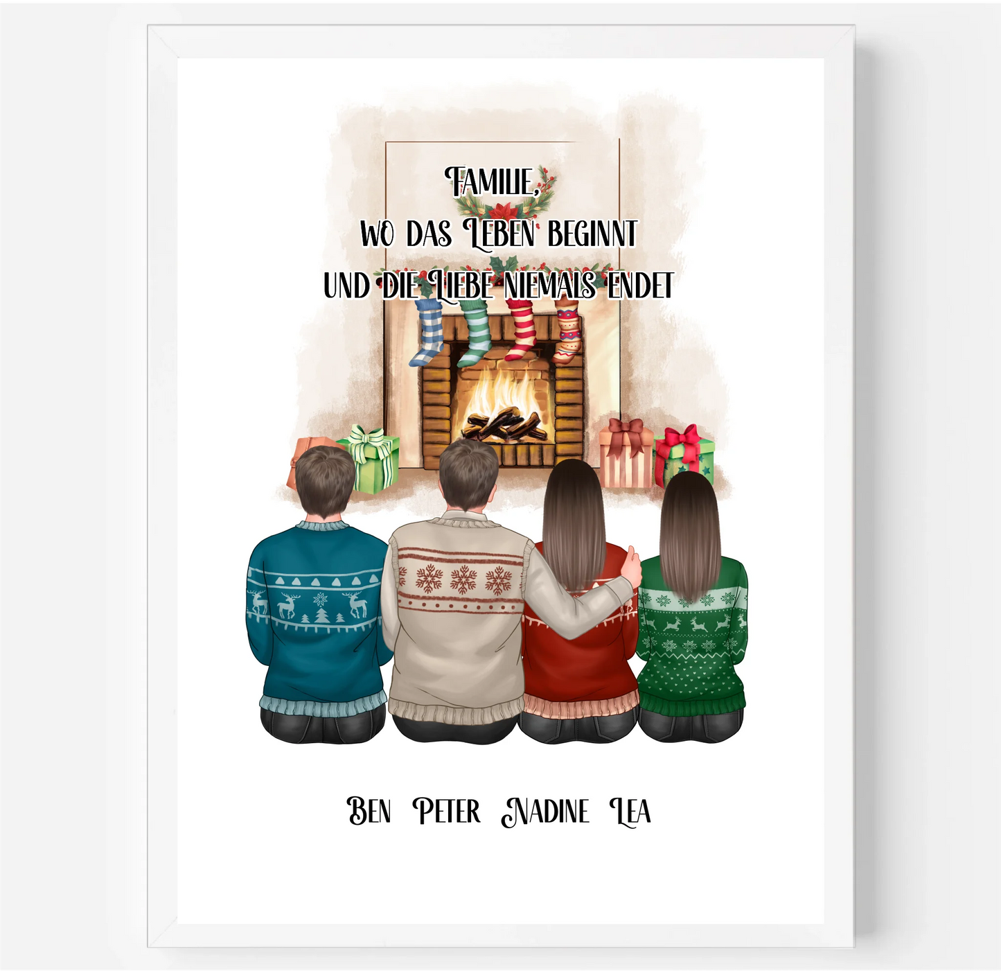 Winter familie 2-4 Personen verschiedene Varianten Poster