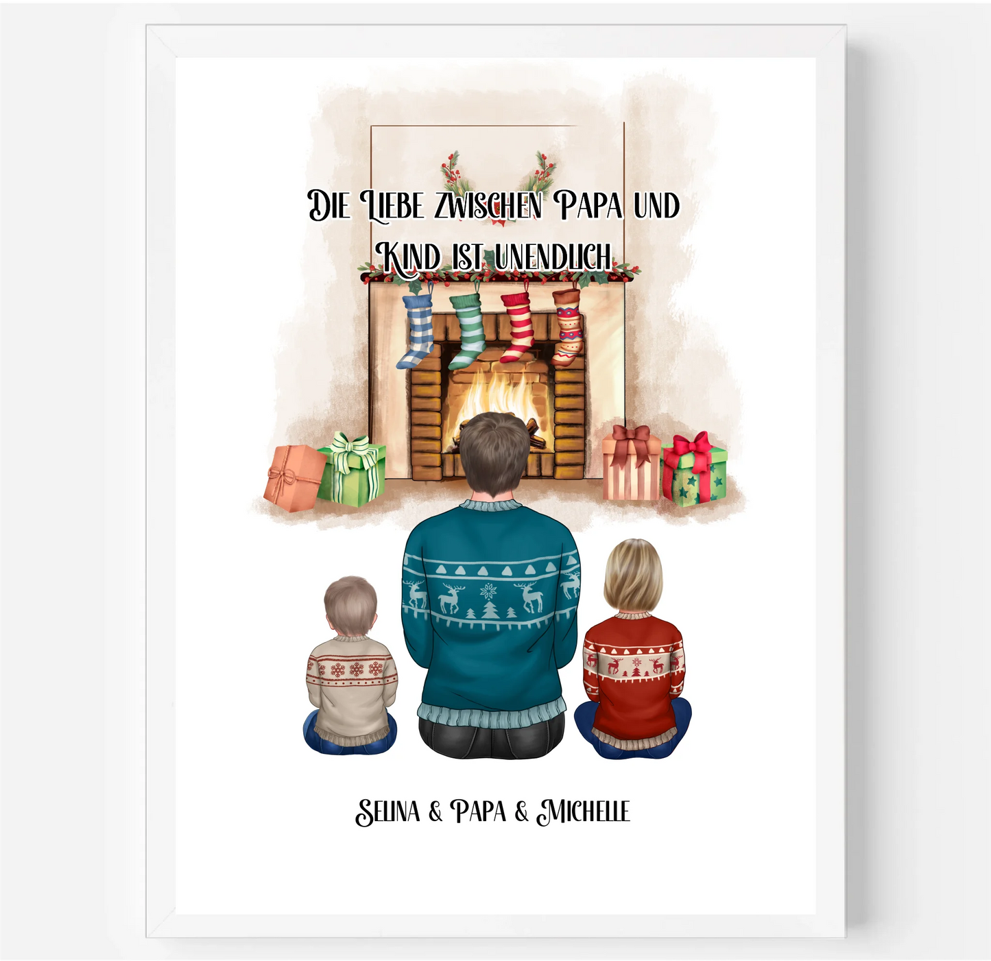 Papa & 1-3 Kinder Winter Poster