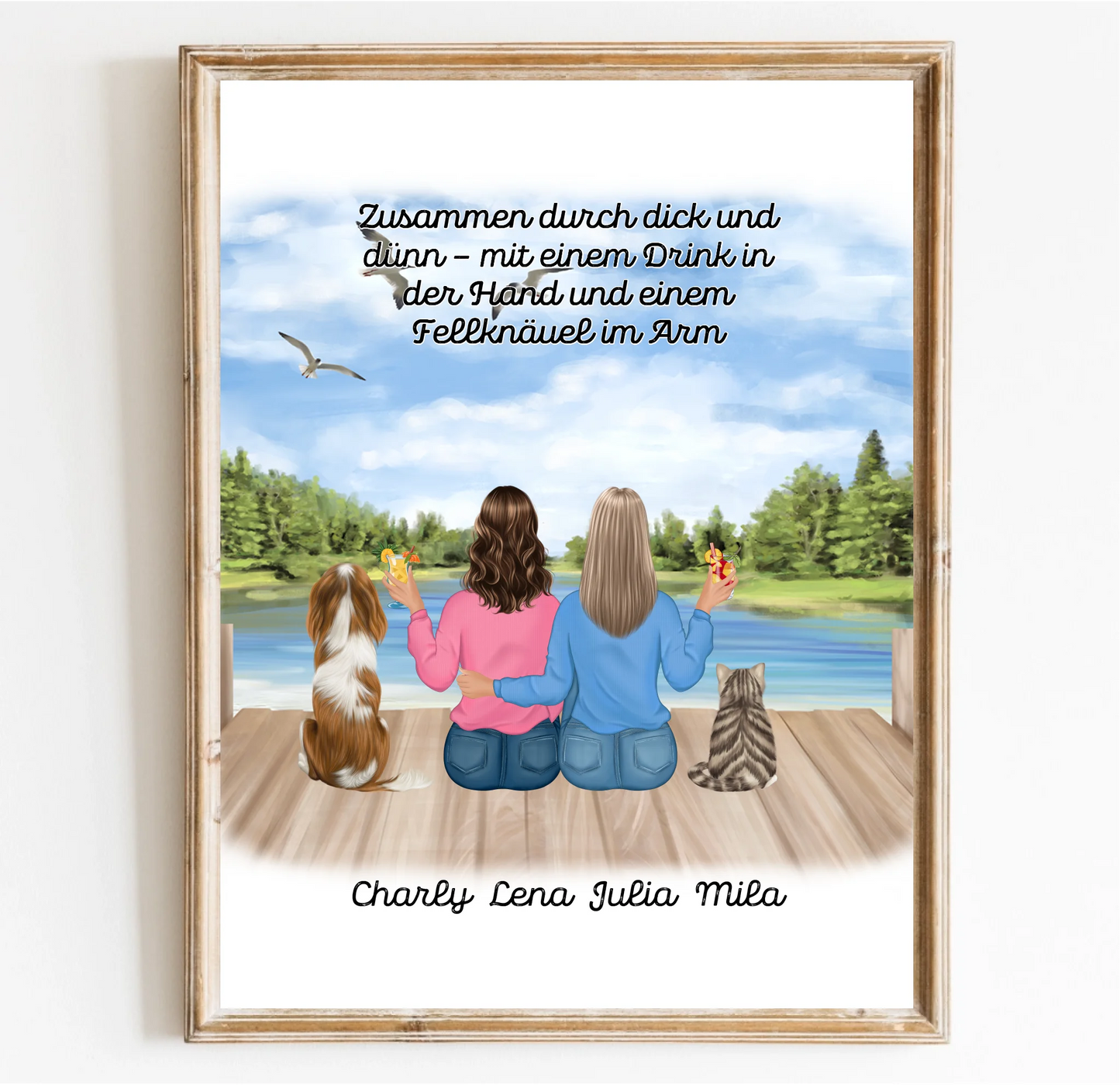 Freundinnen mit Haustier Poster