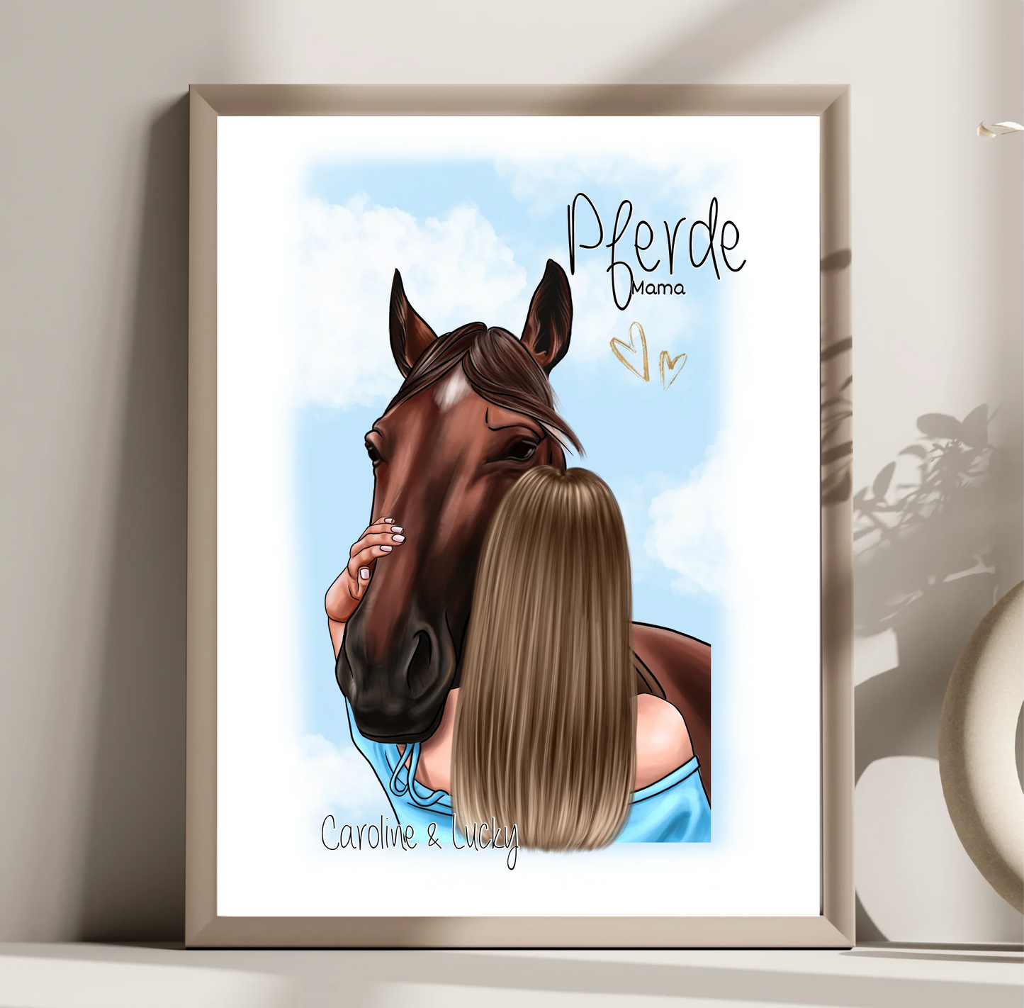 Frau mit Pferd Poster