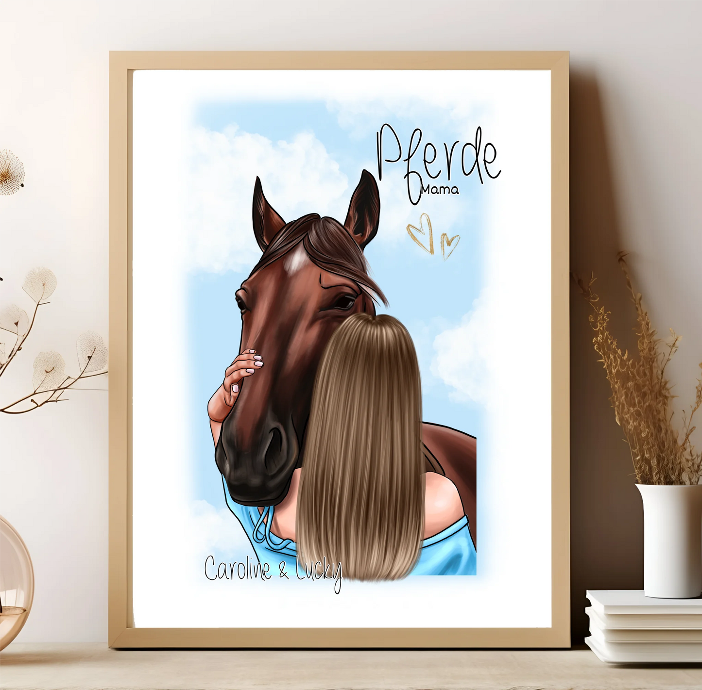 Frau mit Pferd Poster