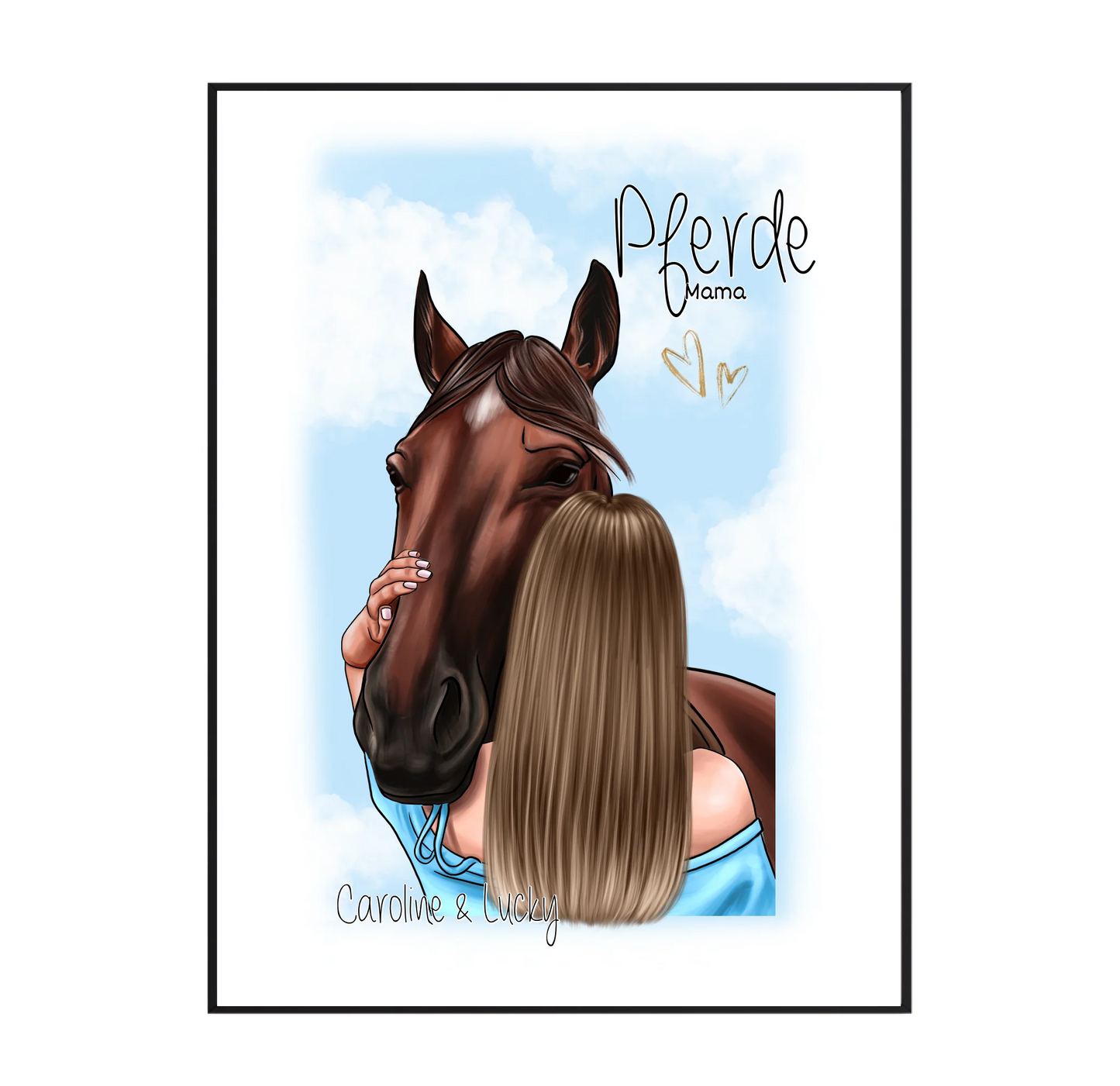 Frau mit Pferd Poster