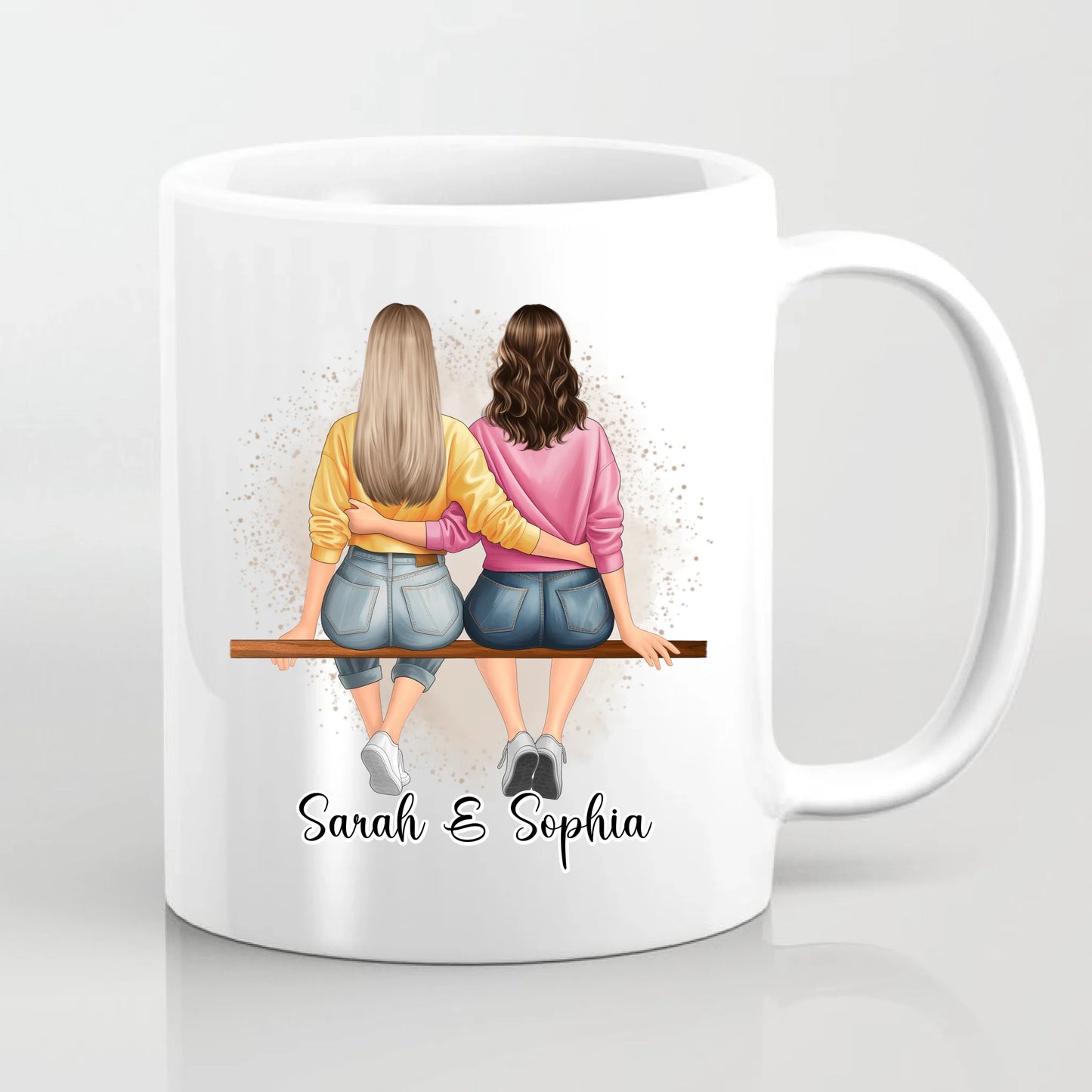 Freundinnen sitzend Tasse