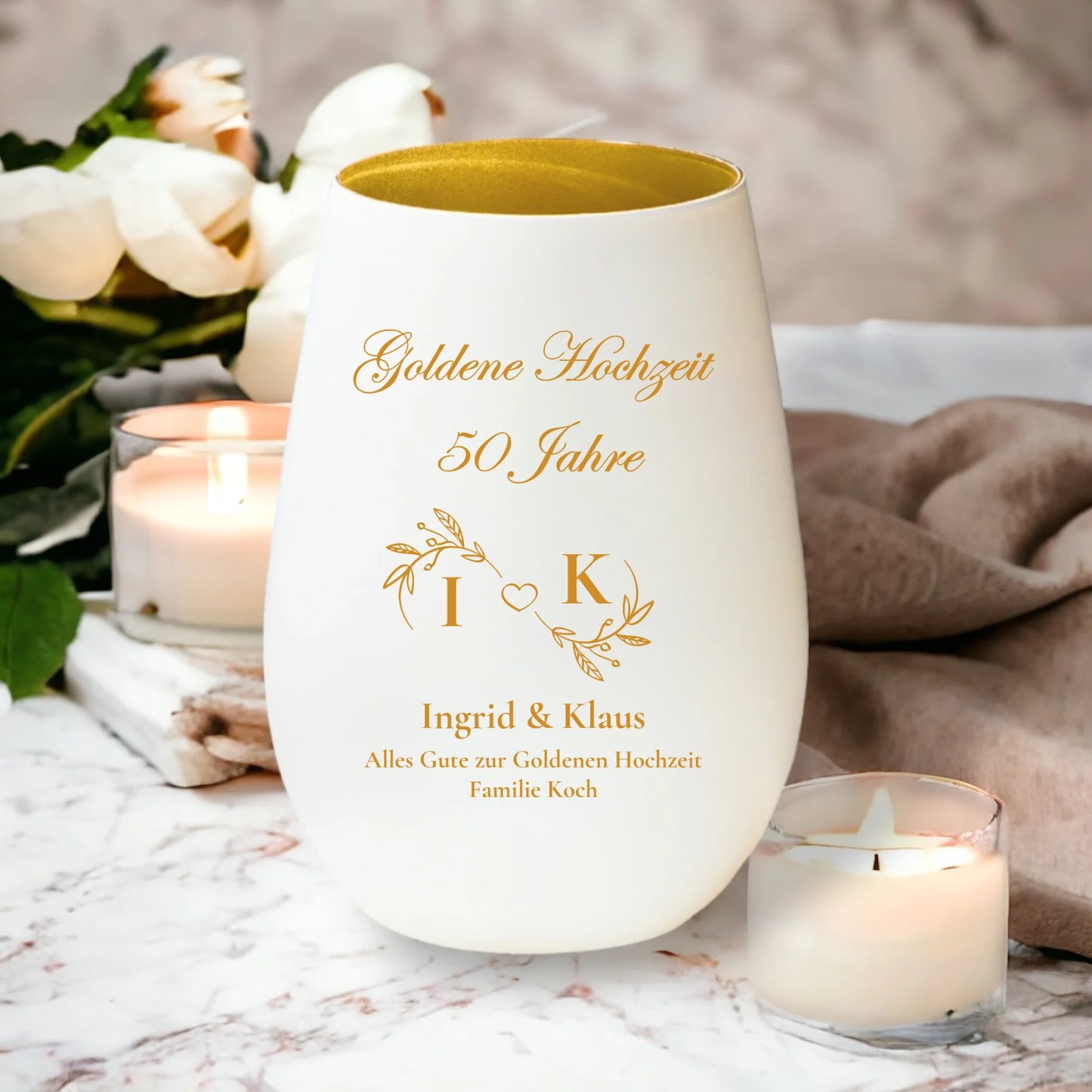 Windlicht - Goldene Hochzeit