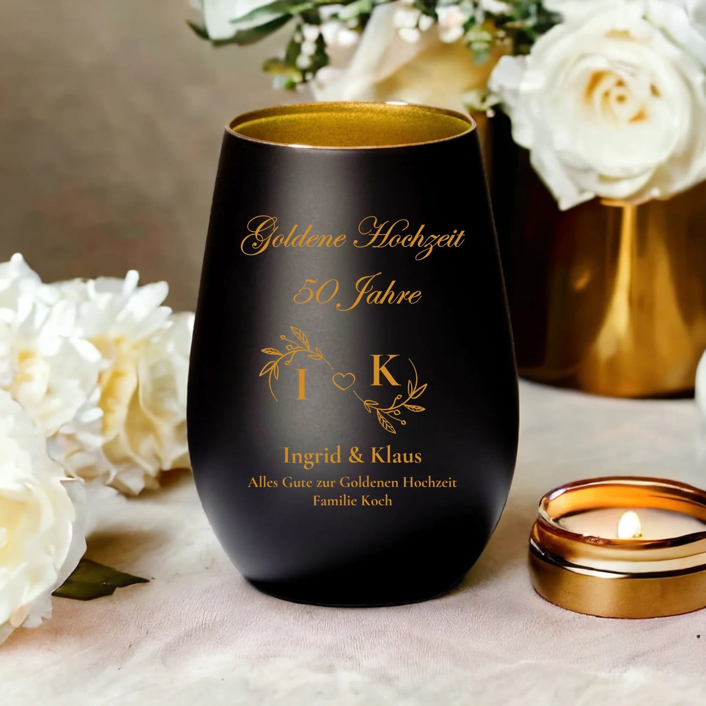 Windlicht - Goldene Hochzeit