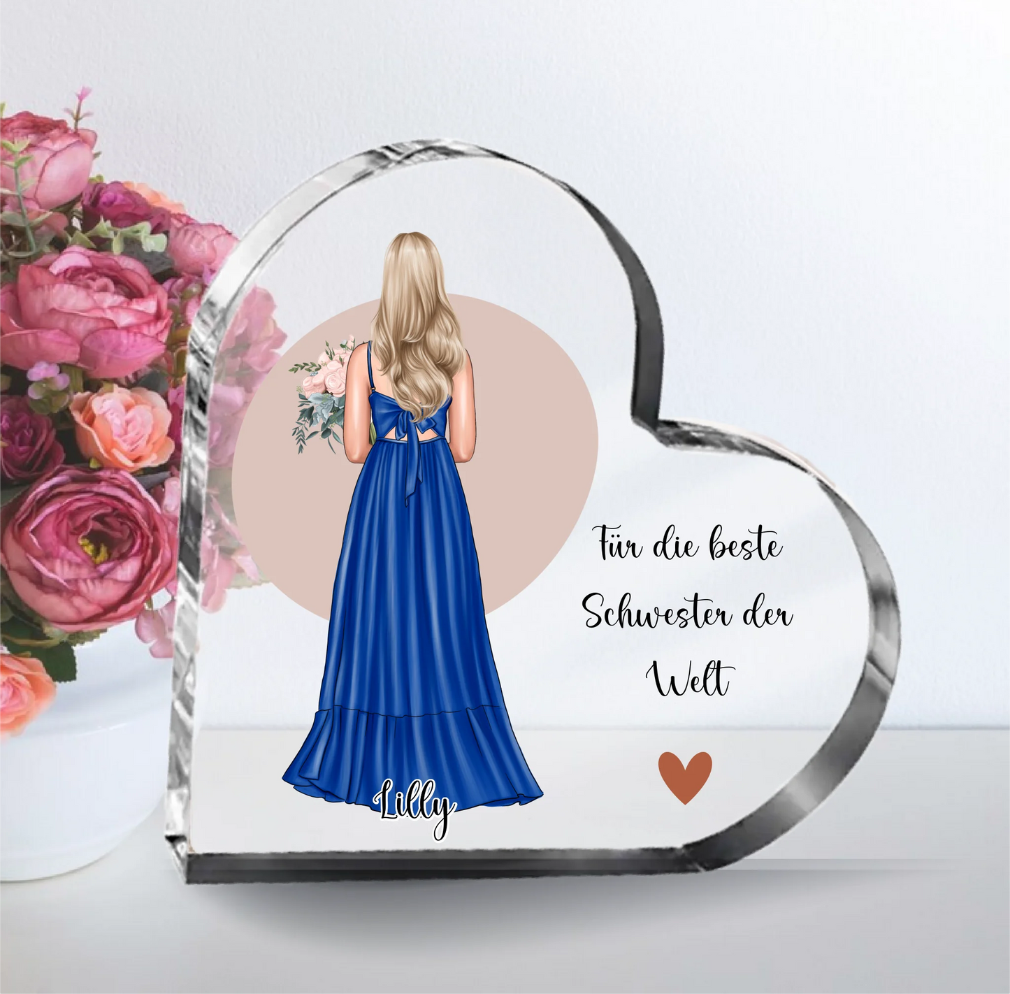 Frau Kleid Glasaufsteller Herz