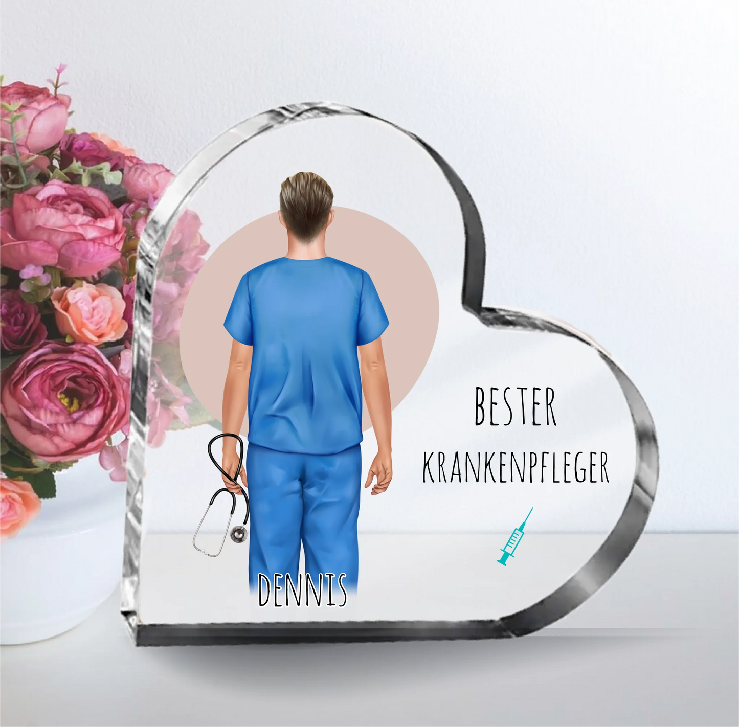 Krankenpfleger Herz Glasaufsteller