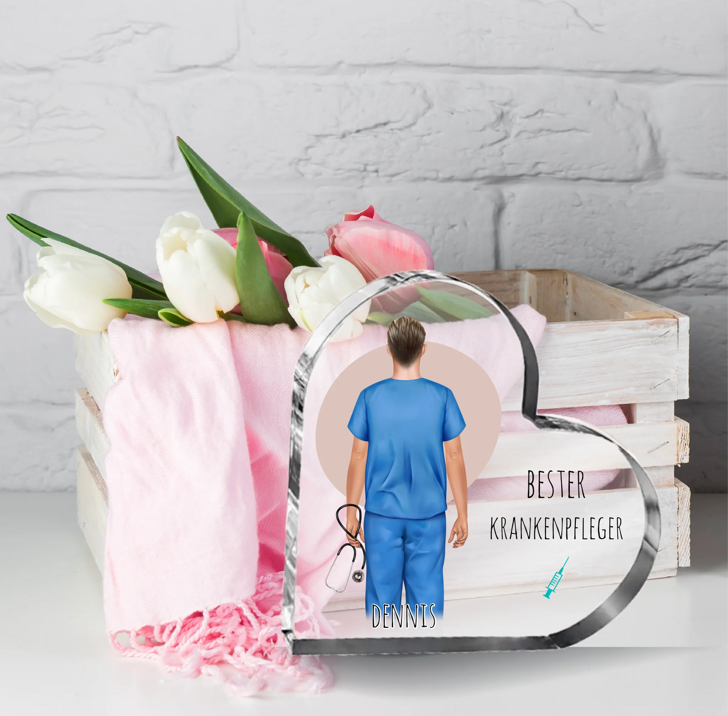 Krankenpfleger Herz Glasaufsteller