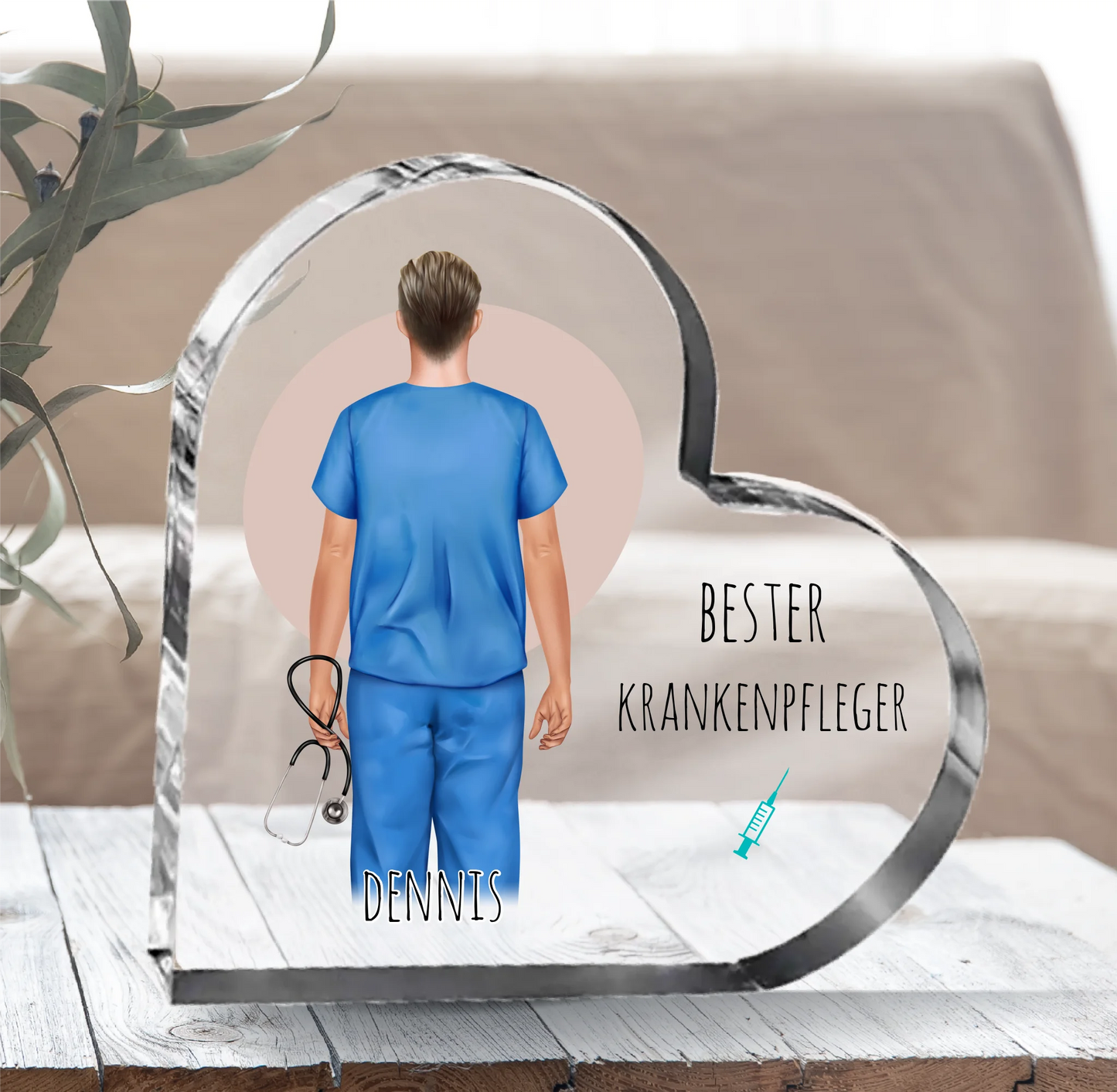 Krankenpfleger Herz Glasaufsteller