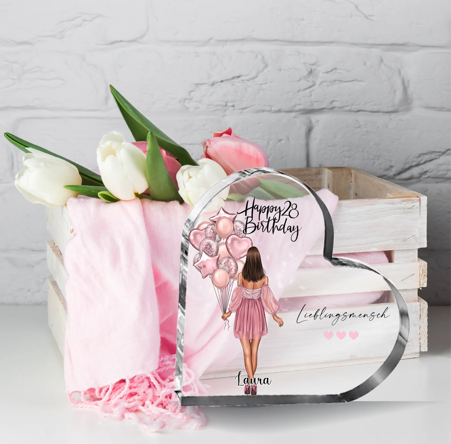 Birthday Girl Herz Glasaufsteller