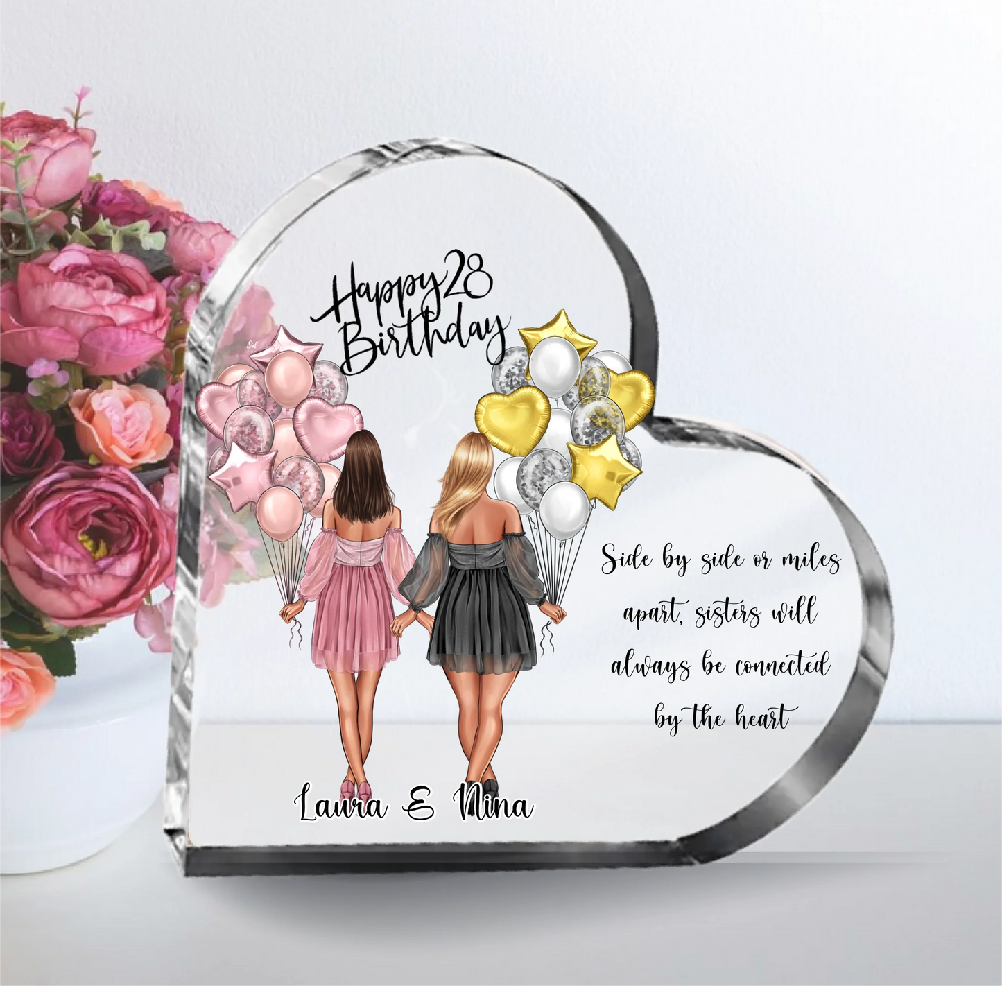 Birthday Girl Herz Glasaufsteller