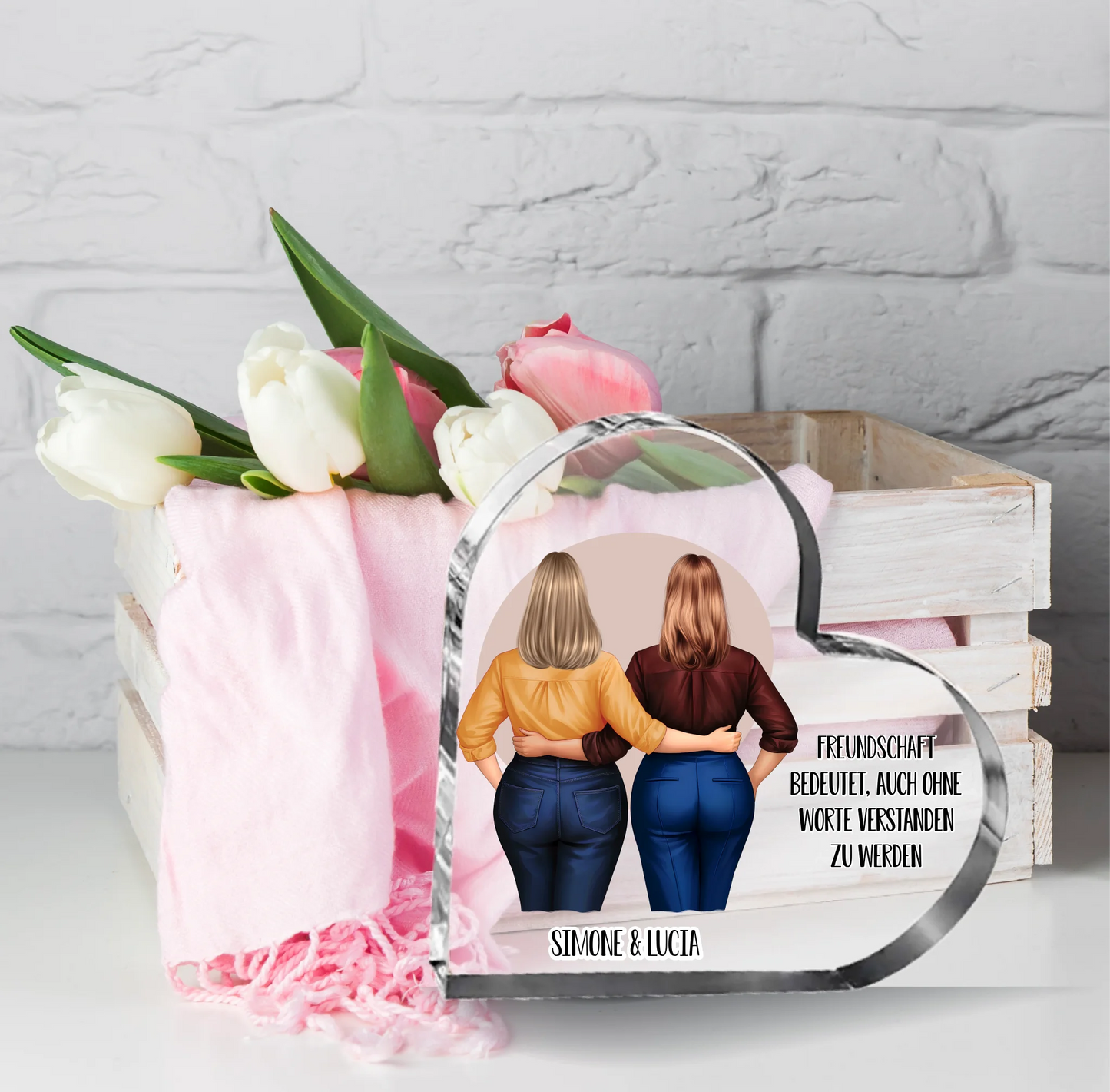 Curvy Freundinnen Herz Glasaufsteller