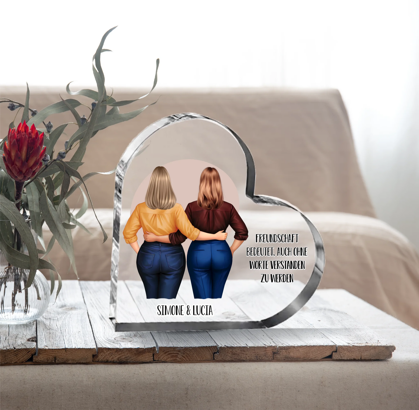 Curvy Freundinnen Herz Glasaufsteller