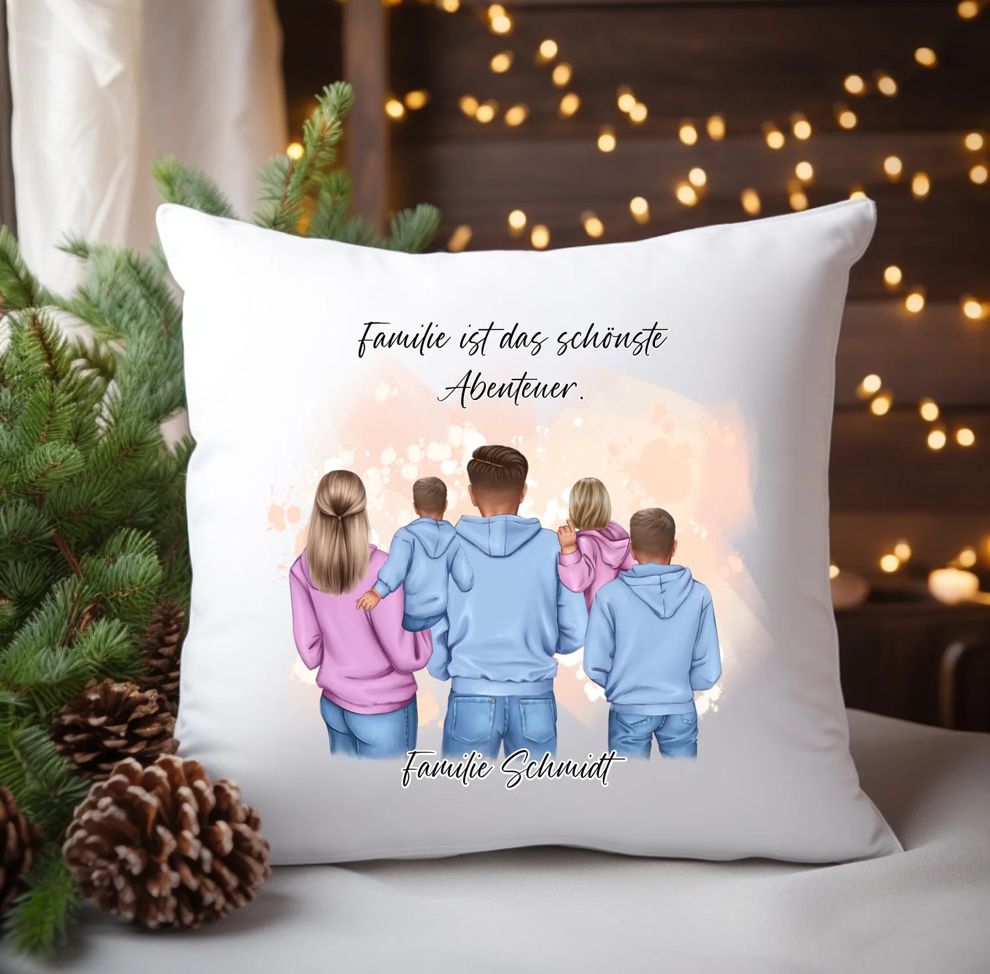 Familie 2-5 Kinder verschiedene Größen Kissen